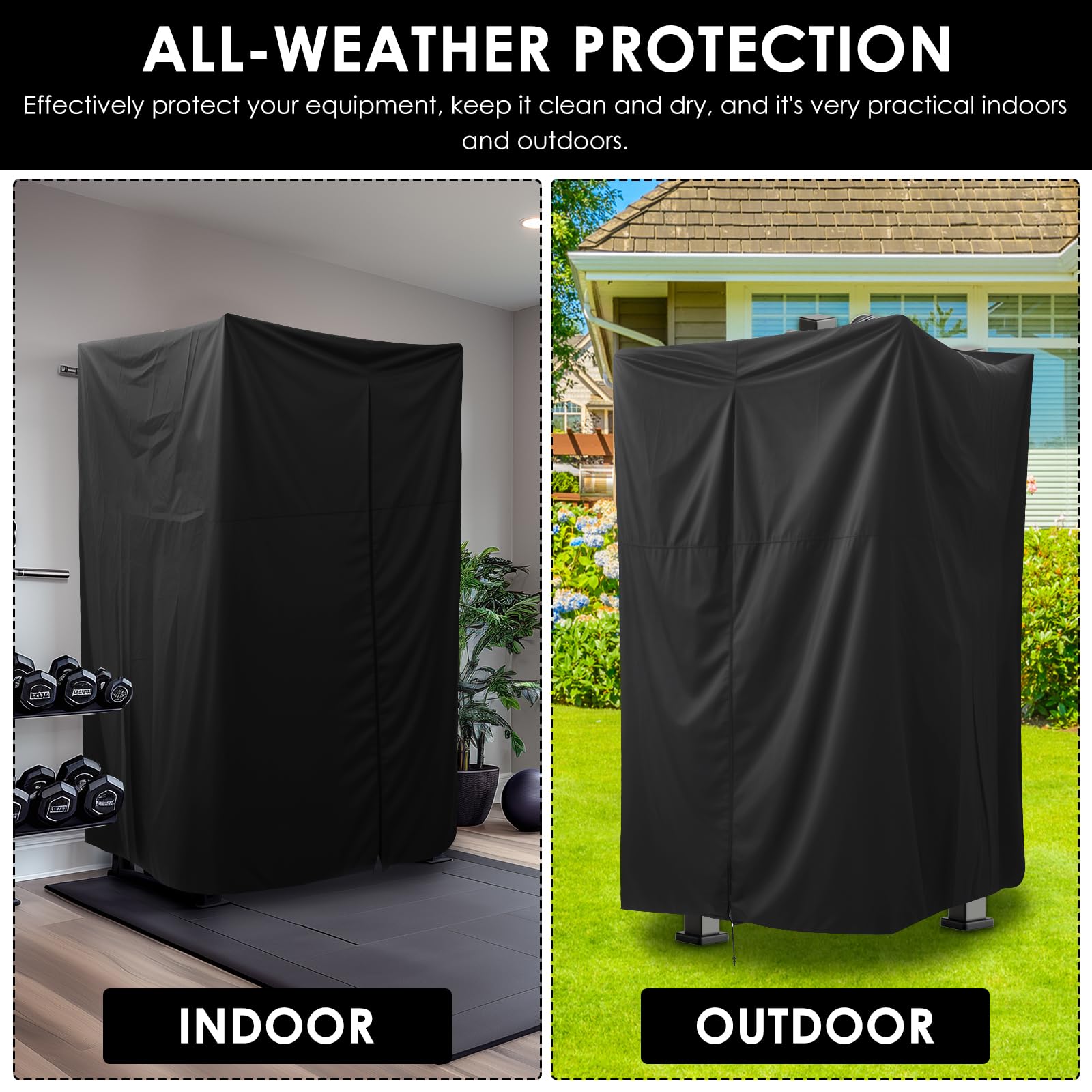 Power Tower Dip Station Cubierta impermeable para barra de dominadas, tela Oxford 420D, cubierta con cremallera, para interior y exterior