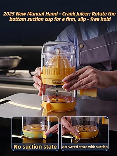 Miniatura 4 de Exprimidor manual de manivela 2025  Prensa de cítricos sin esfuerzo para limón, naranja, lima, base de succión antideslizante mejorada, extractor de
