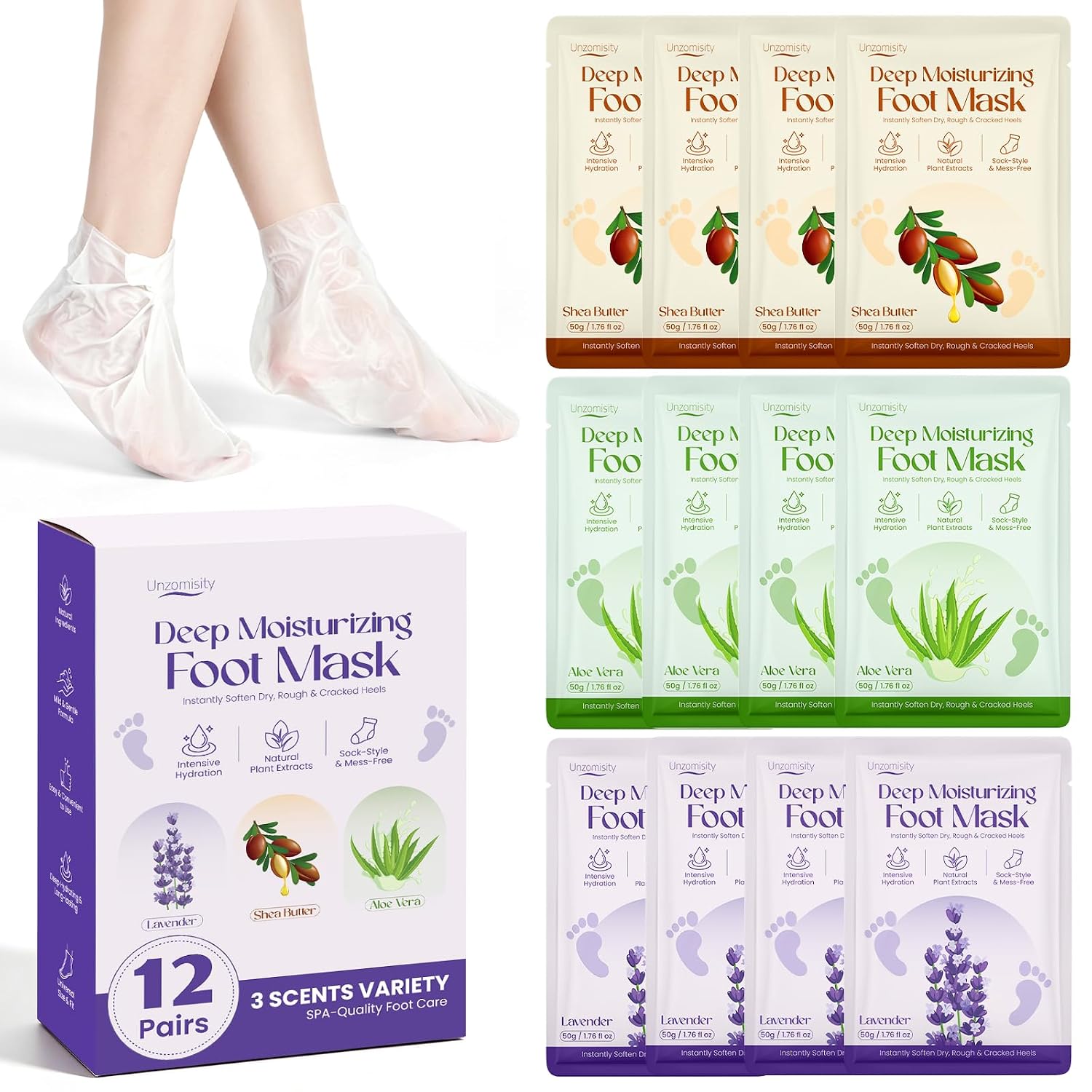 24 Pairs Moisturizing Foot Mask, Hydrating Foot Mask Socks