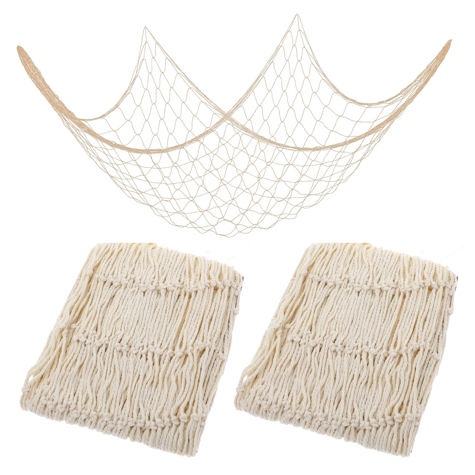 Wanmu 2 Pcs Fish Net Decorations 80 x 40 Inch Cotton Fishing Net Decorative