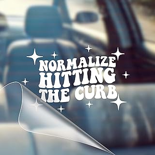 Normalize Hitting The Curb Retro Vintage Wavy Font - Funny Car Vinyl Decal Bumper Sticker for Car, Wall, Window, Vehicle, Weather Resistant