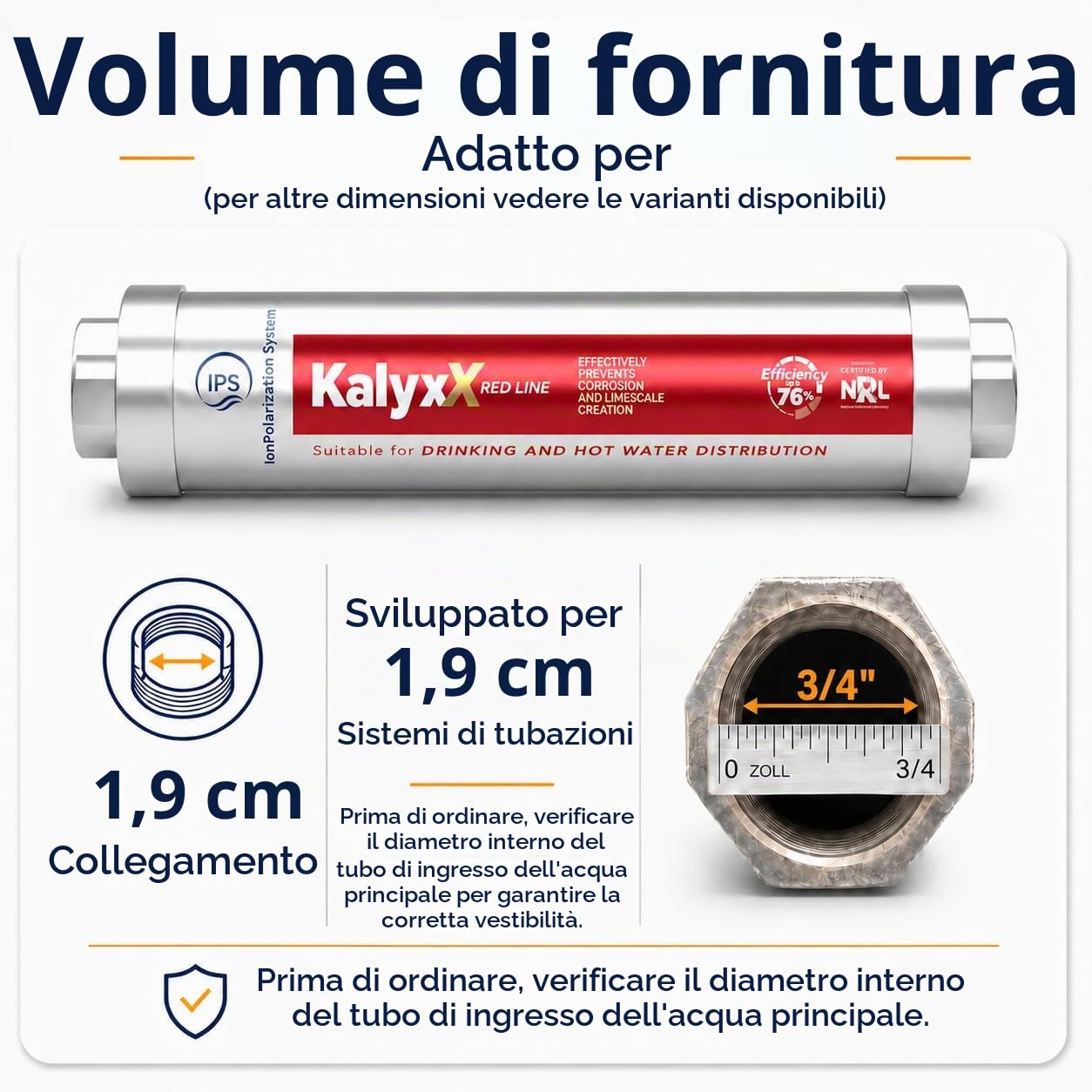 Swiss Aqua Technologies | Addolcitore d'acqua Anticalcare Innovativo IPS Kalyxx RedLine G 3/4" Femmina IPSKXRG34 | Riduzione Calcarea | Installazione Facile | Senza Manutenzione | Tecnologia TGP
