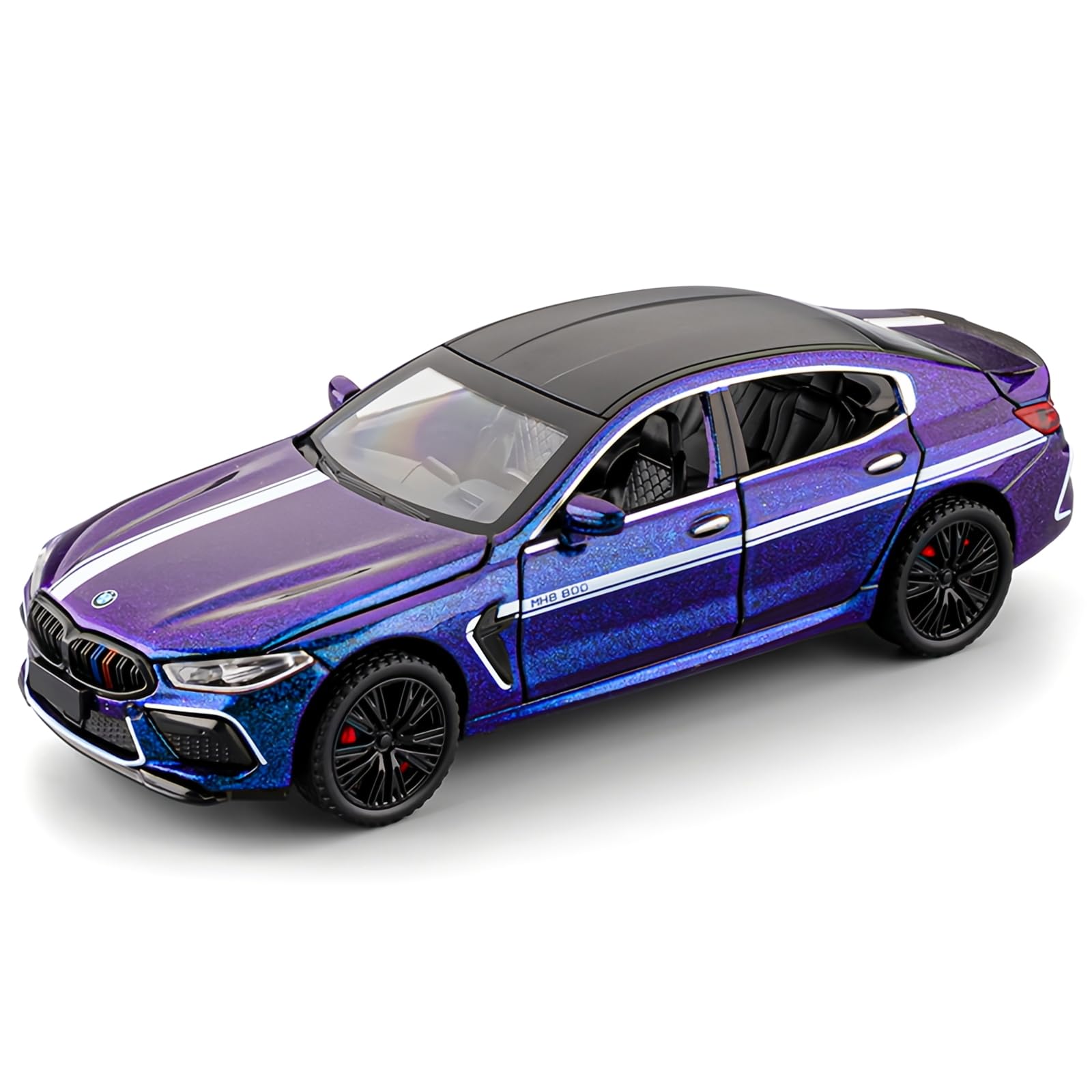 TGRCM-CZ 1/32 BMW M8 Model Car, Zinc Alloy Pull Back Vehicles Model Cars with Sound and Light for Collectors & Kids 3+ Years Old Birthday Gift(color-changing purple)