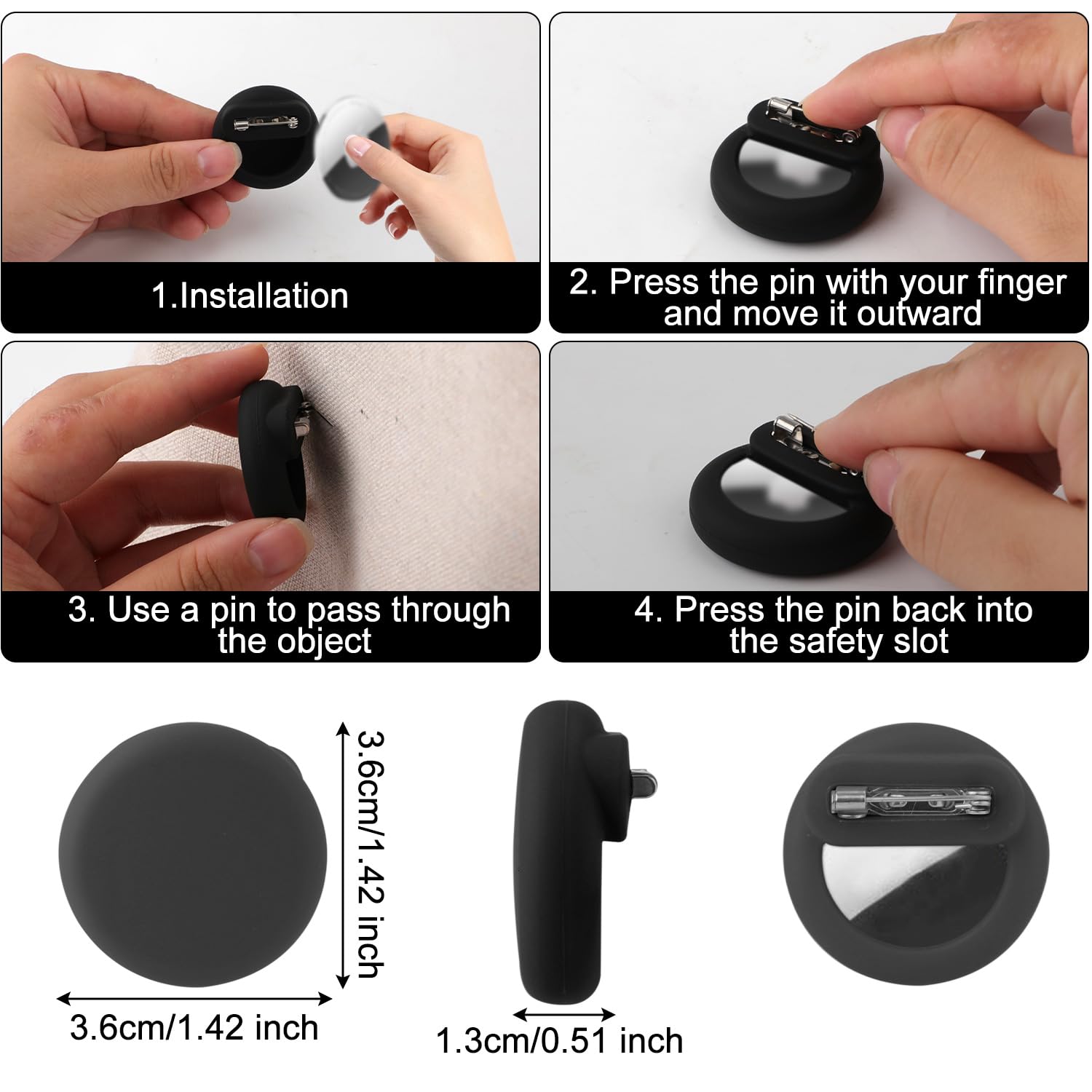 4pcs GPS Tracker Case for AirTag, Silicone Anti-Lost Device Holder for Air tag with Invisible Pin Hidden Protective Case for Kids (Black, White, Light Purple, Light Pink)