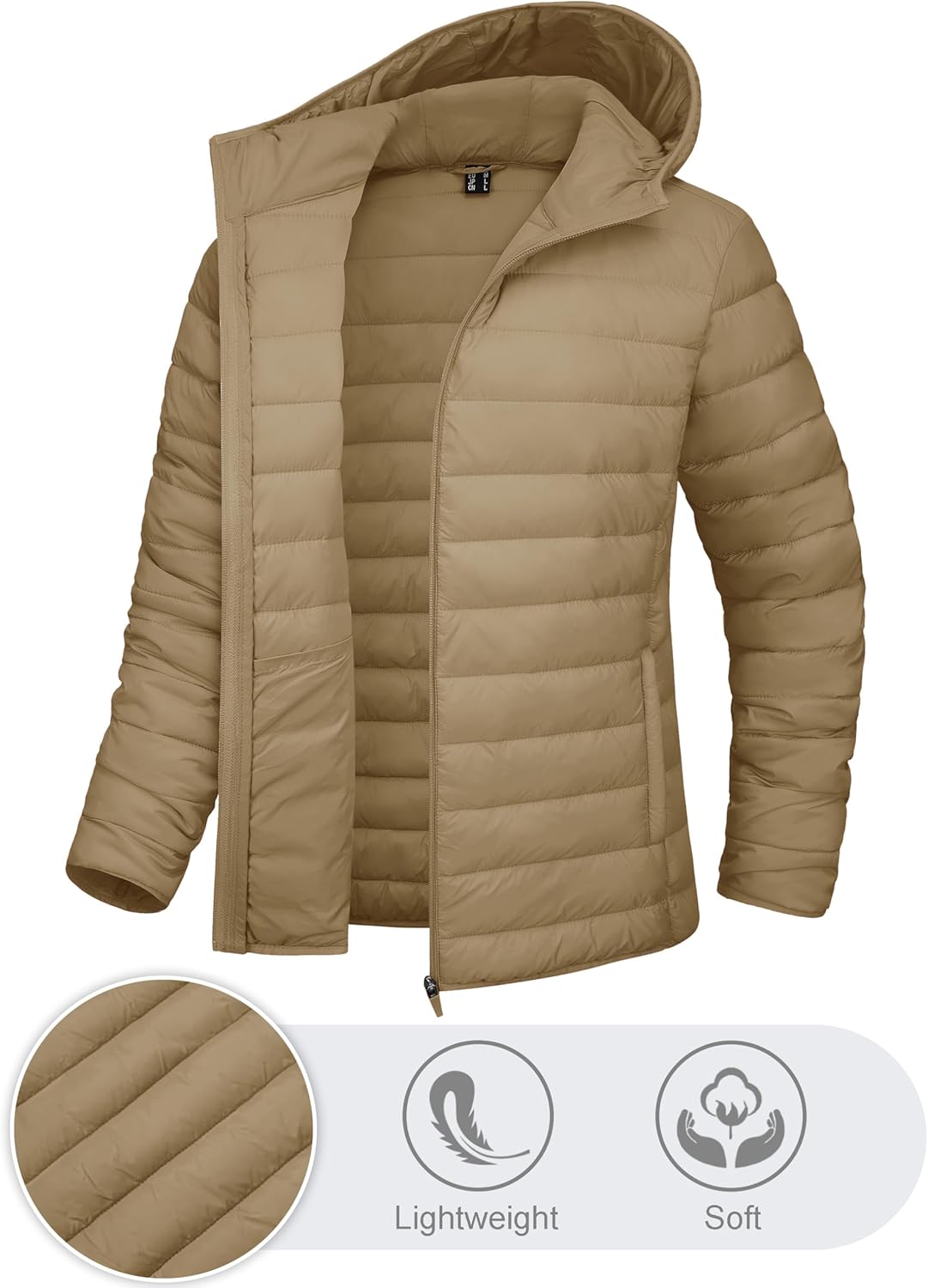 TACVASEN Women's Lightweight Puffer Jacket with Hood Pockets Quilted Padded Full-zip Water-Resistant Winter Coat - Image 3