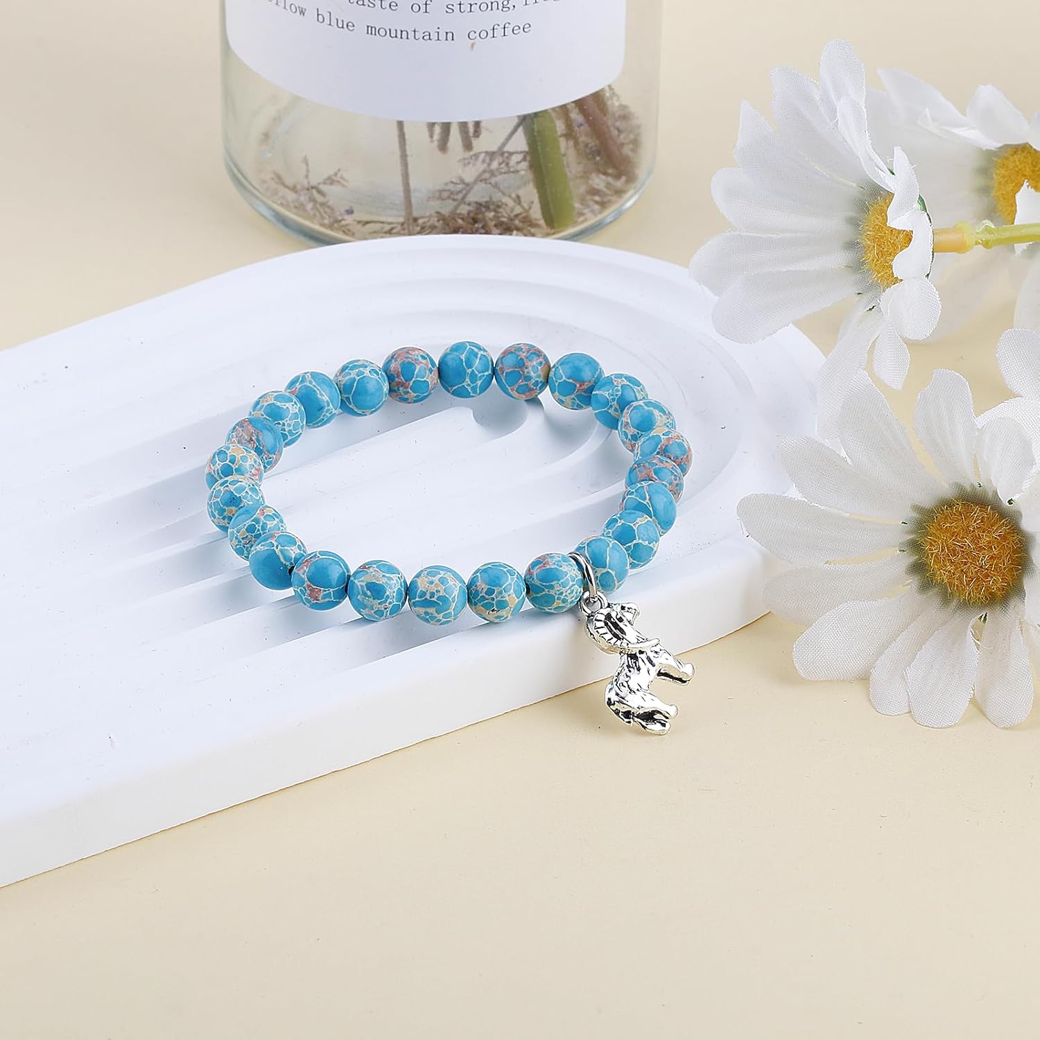 PARTNER Goat Inspirational Birthday Gifts for Women Unique Gifts Natural Stone Beaded Bracelets for Women Agate Beaded Jewelry with Meaningful Message Card For Goat Lover,Comes Packaged (A2) - Image 2