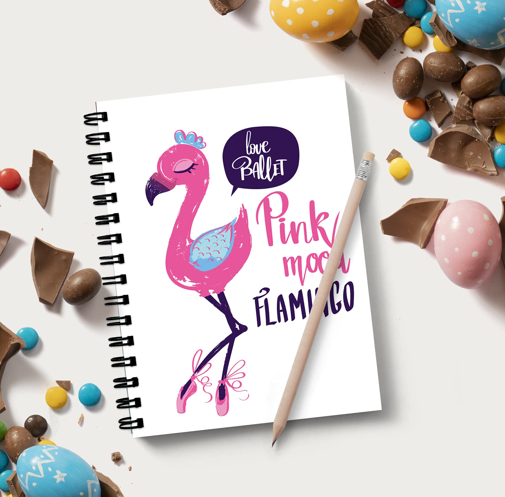 Vprint Quality Unruled Diary Notebook Drawing Pad Planner A5 Size,100 GSM 160 Pages(Pink Mood Flamingo)