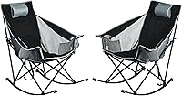 Vista 19 de SUNNYFEEL Silla Mecedora de Camping, Reclinable Acolchada de Lujo, Silla Plegable de Jardín de Gran Tamaño con Bolsillo, Resistente