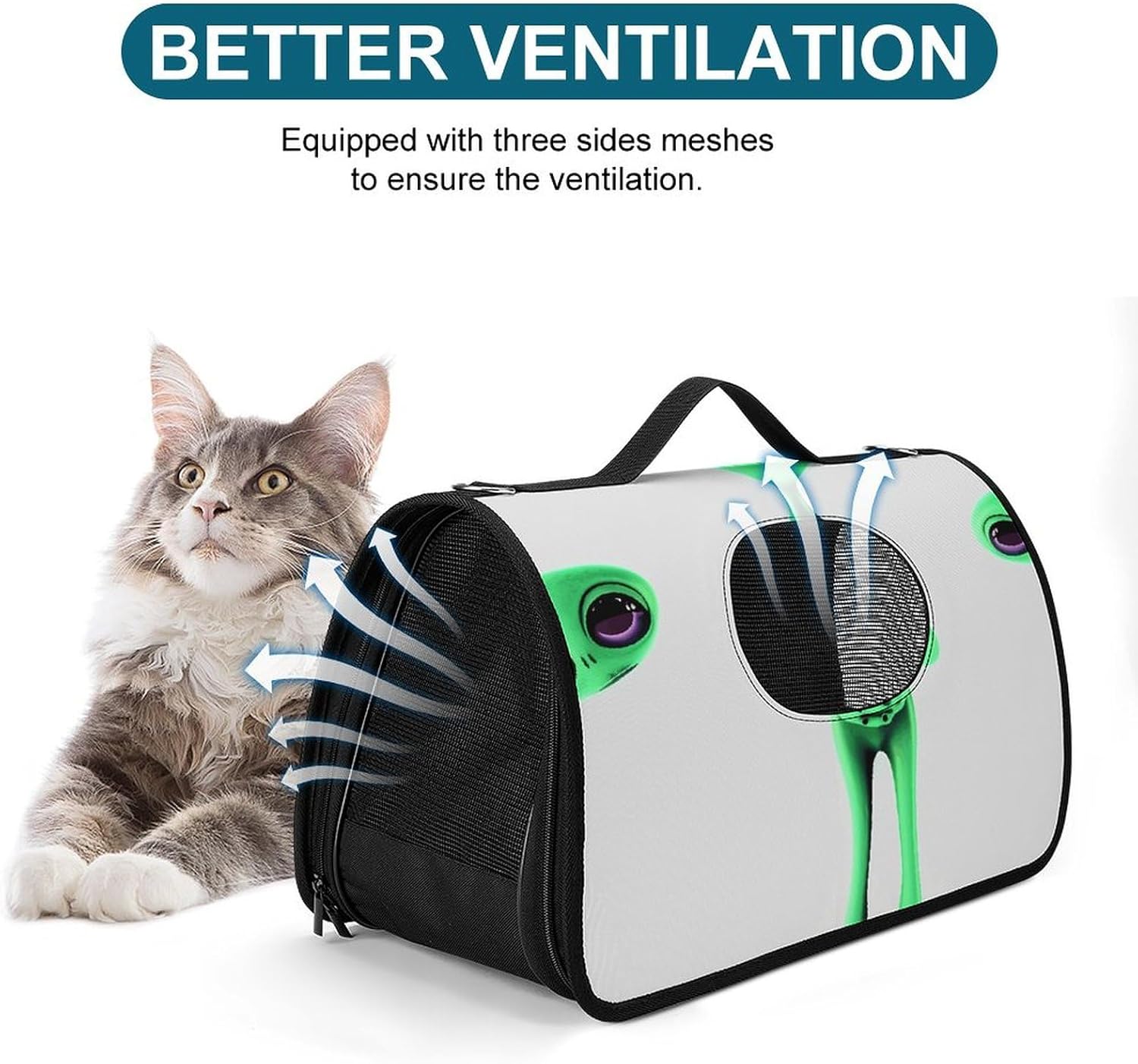 Pet Handbags, Green Alien Printed Pet Handbags,folding Pet Bags,new Pet Handbags,universal Pet Handbags, 45X26X23.5cm