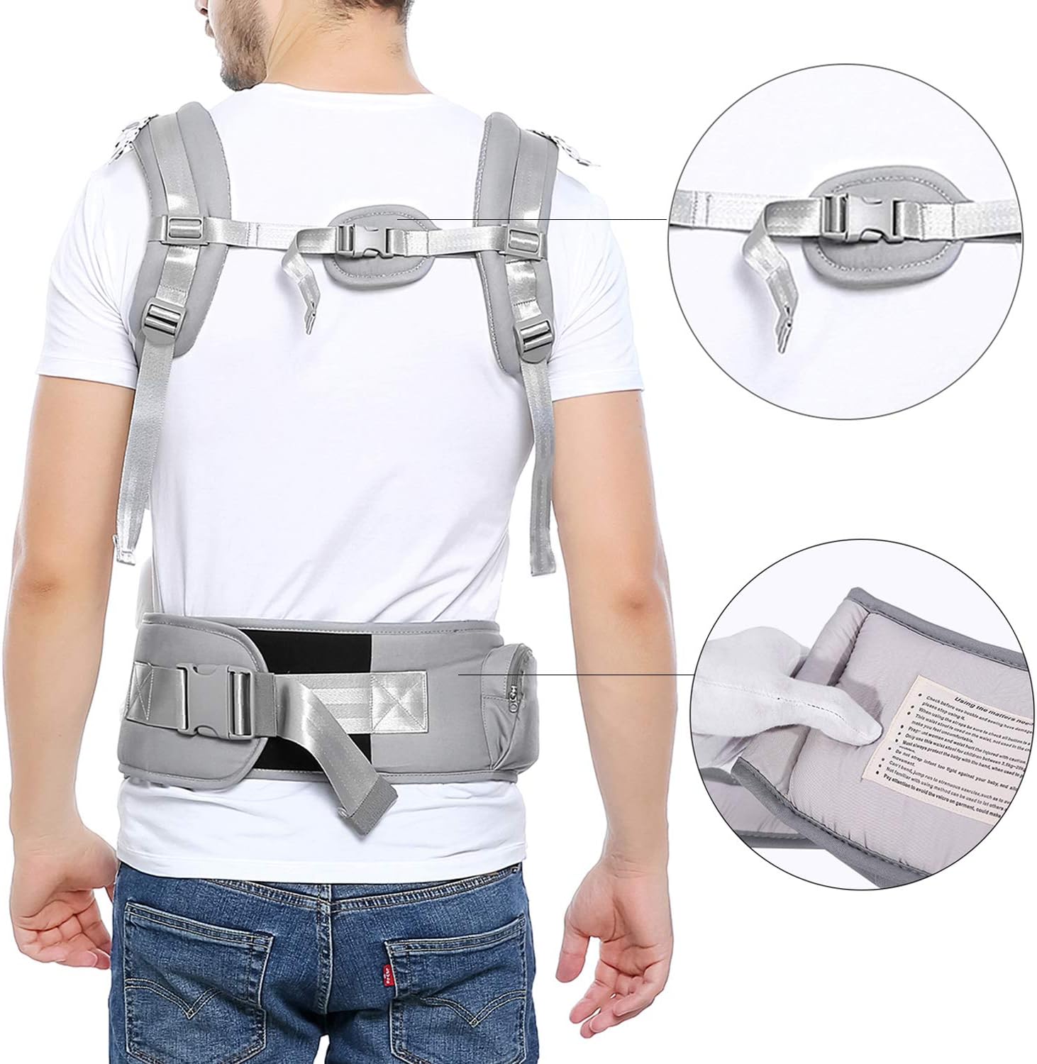 GAGAKU Portabebés con Asiento de Cadera 8 en 1 Ergonómica Mochila Porta Bebé  para Recién Nacido Niños Pequeños - Gris : Amazon.es: Bebé