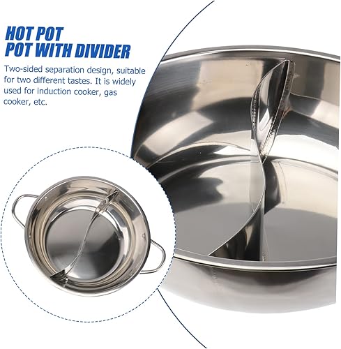Miniatura 8 de Cabilock Olla caliente mongol de inducción de acero inoxidable Shabu Shabu Shabu Olla caliente con tapa divisora Batería de cocina de sopa de doble