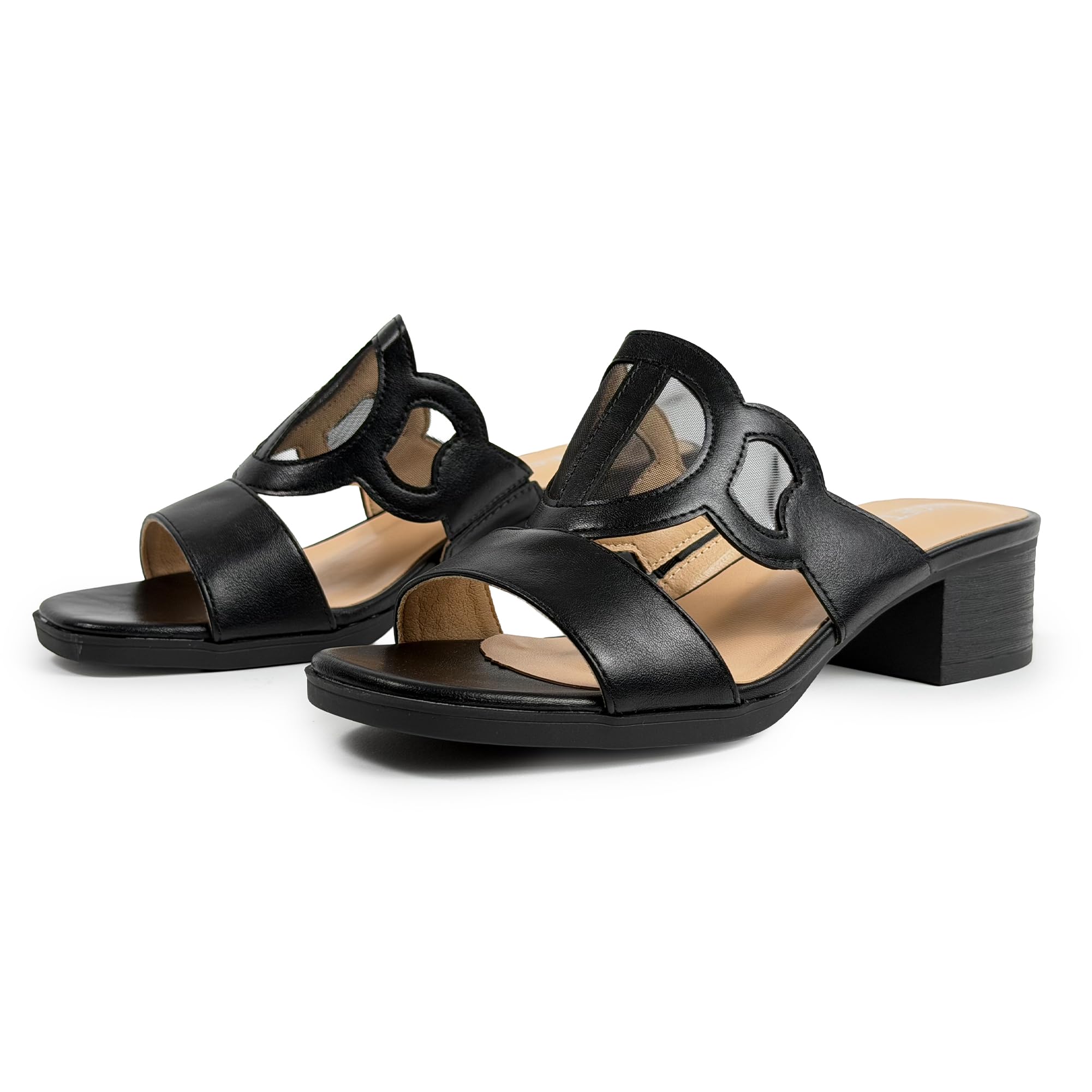 JOMIX Sandalias Mujer Verano con Tacón Bloque Cómodo Sandalias Elegantes Abiertas Mules Fáciles de Poner para Diario Oficina y Vacaciones