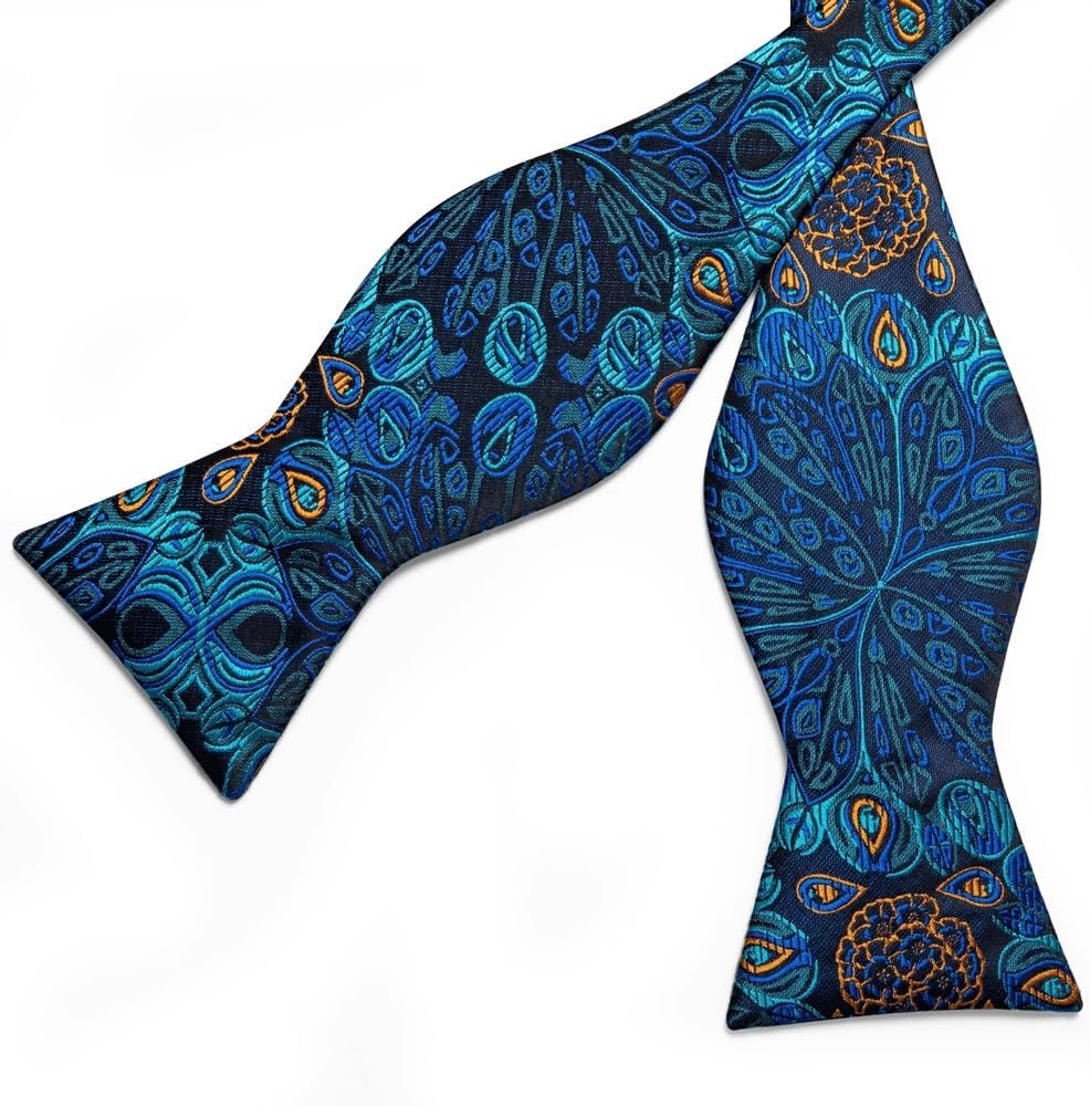 Business Wedding Party Bowtie Paisley Silk Bow Tie Pocket Square Brooch Pin Set
