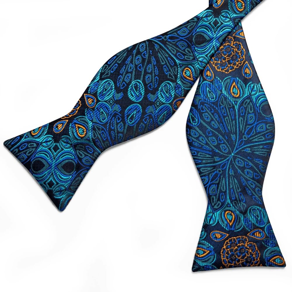 JFDBGU Business Wedding Party Bowtie Paisley Silk Bow Tie Pocket Square Brooch Pin Set Tie