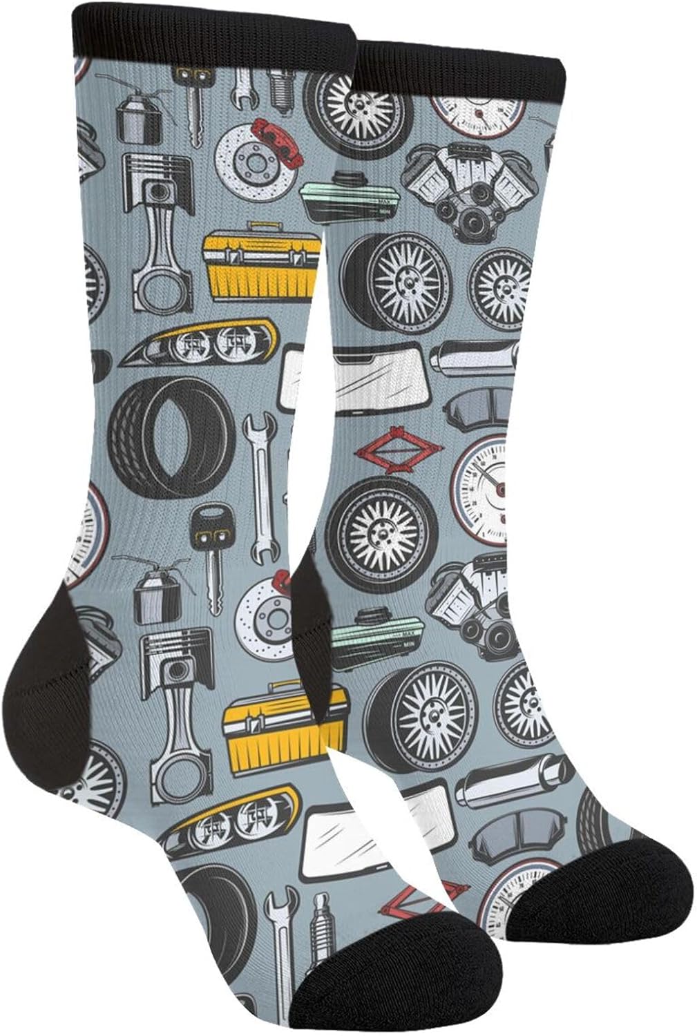 Car Mechanic Novelty Crew Socks Casual Crazy Funny Dress Socks For Women Men Teens Gift