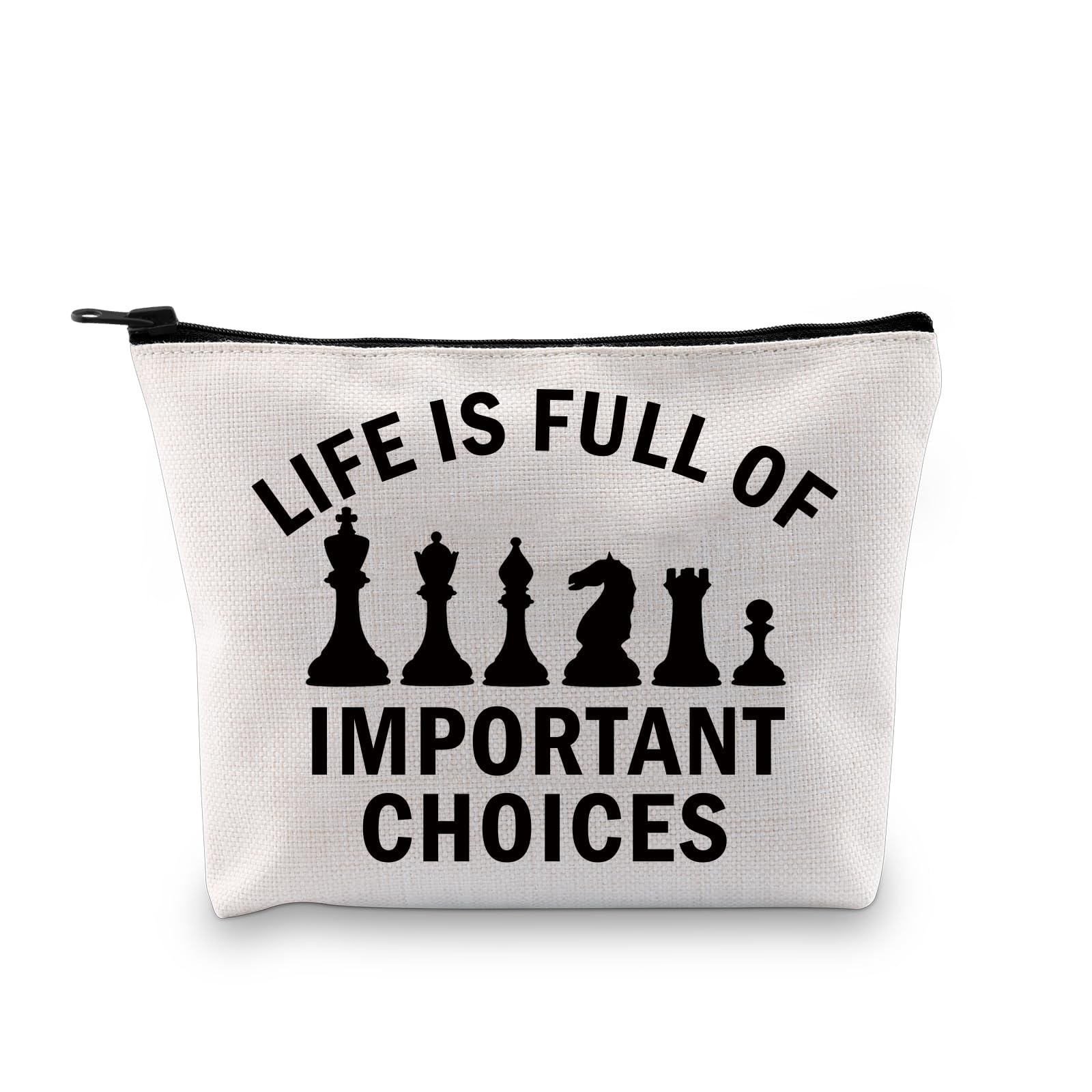 BDPWSS Funny Chess Gifts Chess Player Gift Chess Lover Gift Life Is Full Of Important Choices Chess Pieces Makeup Bag For Her (Choice chess bag)