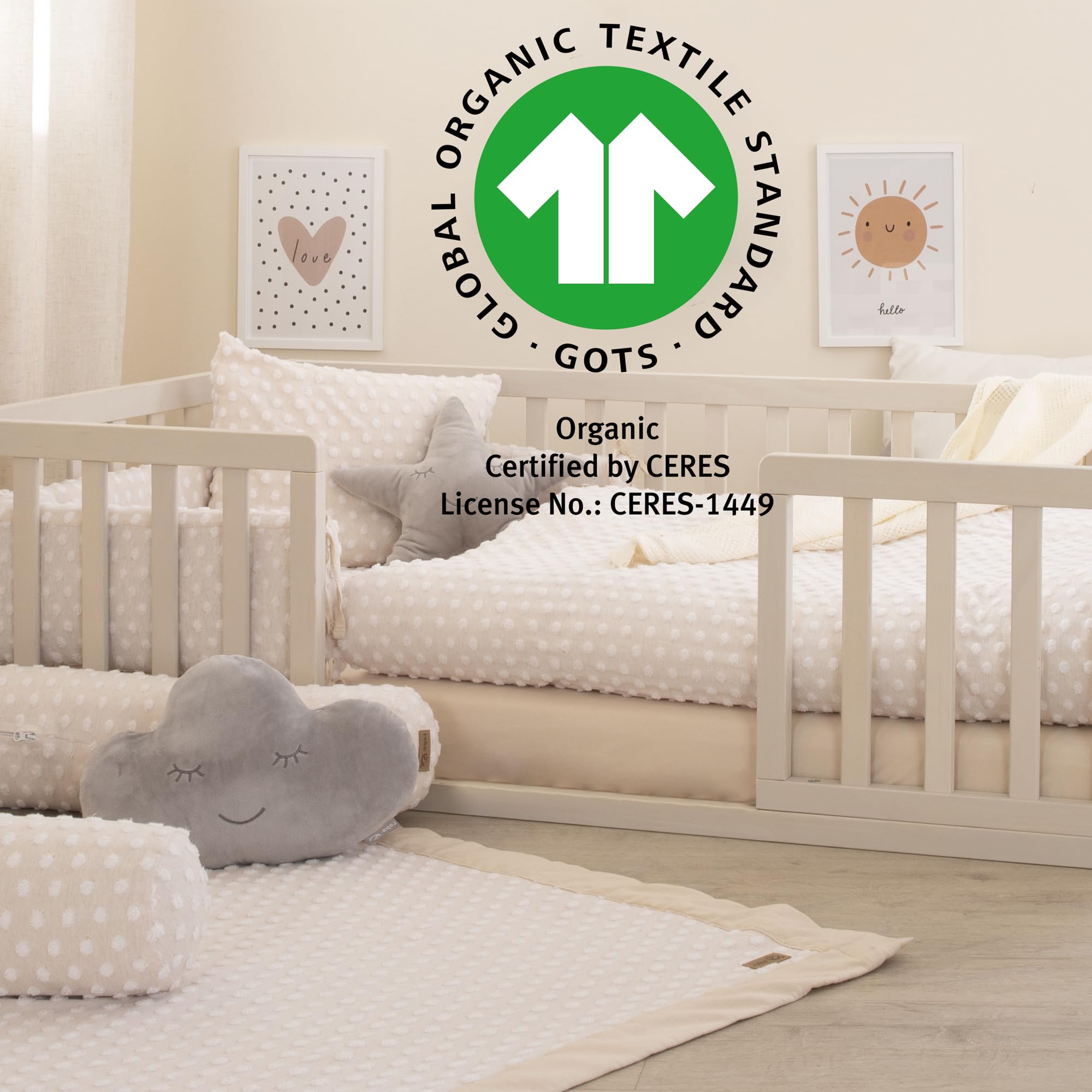 roba Spannbettlaken 40 x 90-45 x 90 cm Frosty Almond - Baby Bettlaken für Stubenwagen/Wiegen - Bio Baumwolle - GOTS und Oeko-Tex Standard 100 - Beige