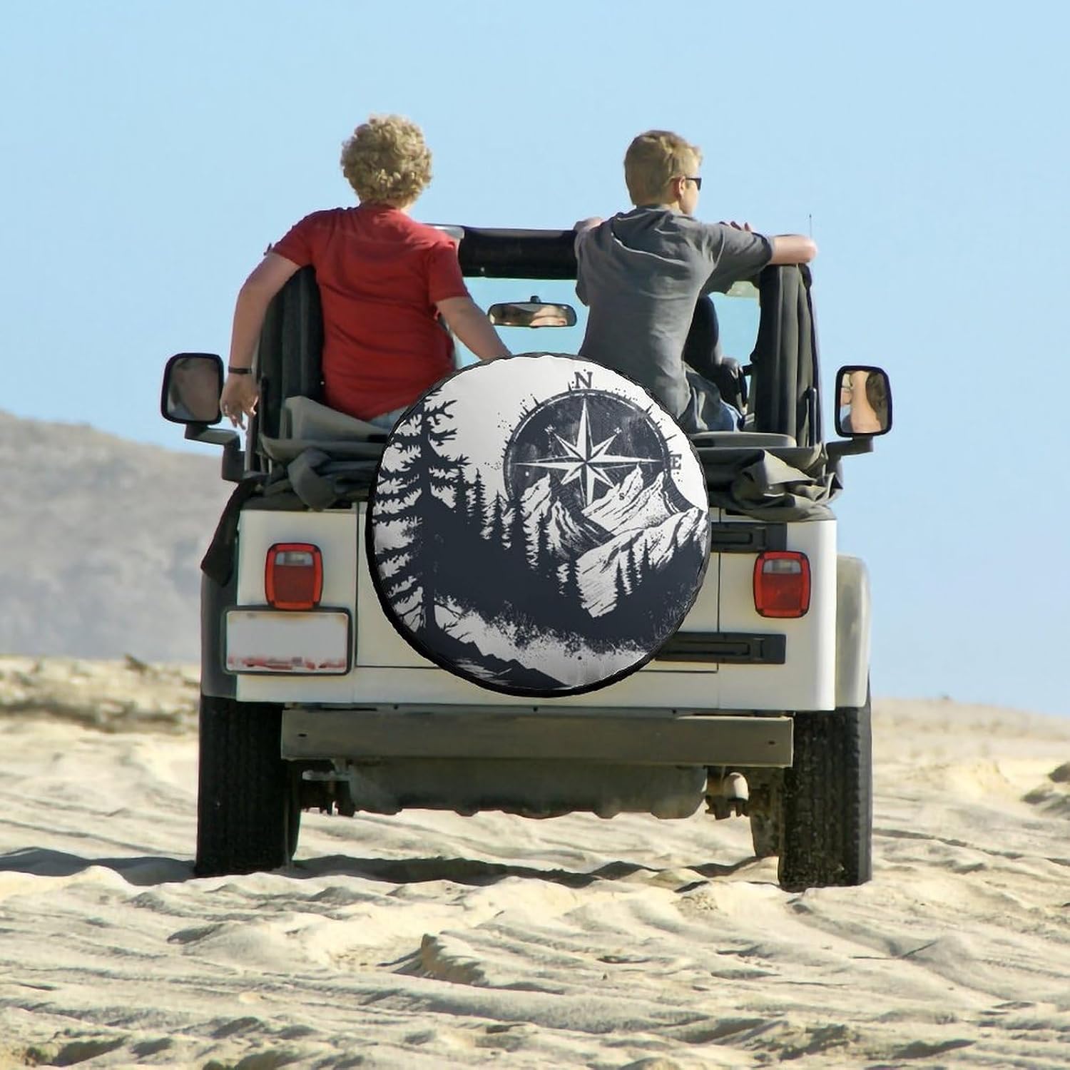 Camper Spare Tire Cover 12 Inch Mountains with A Compass Wheel Protectors Tyre Covers Weatherproof Wheel Covers Vintage Compass Universal Fit for Trailers SUV Truck Camper Travel