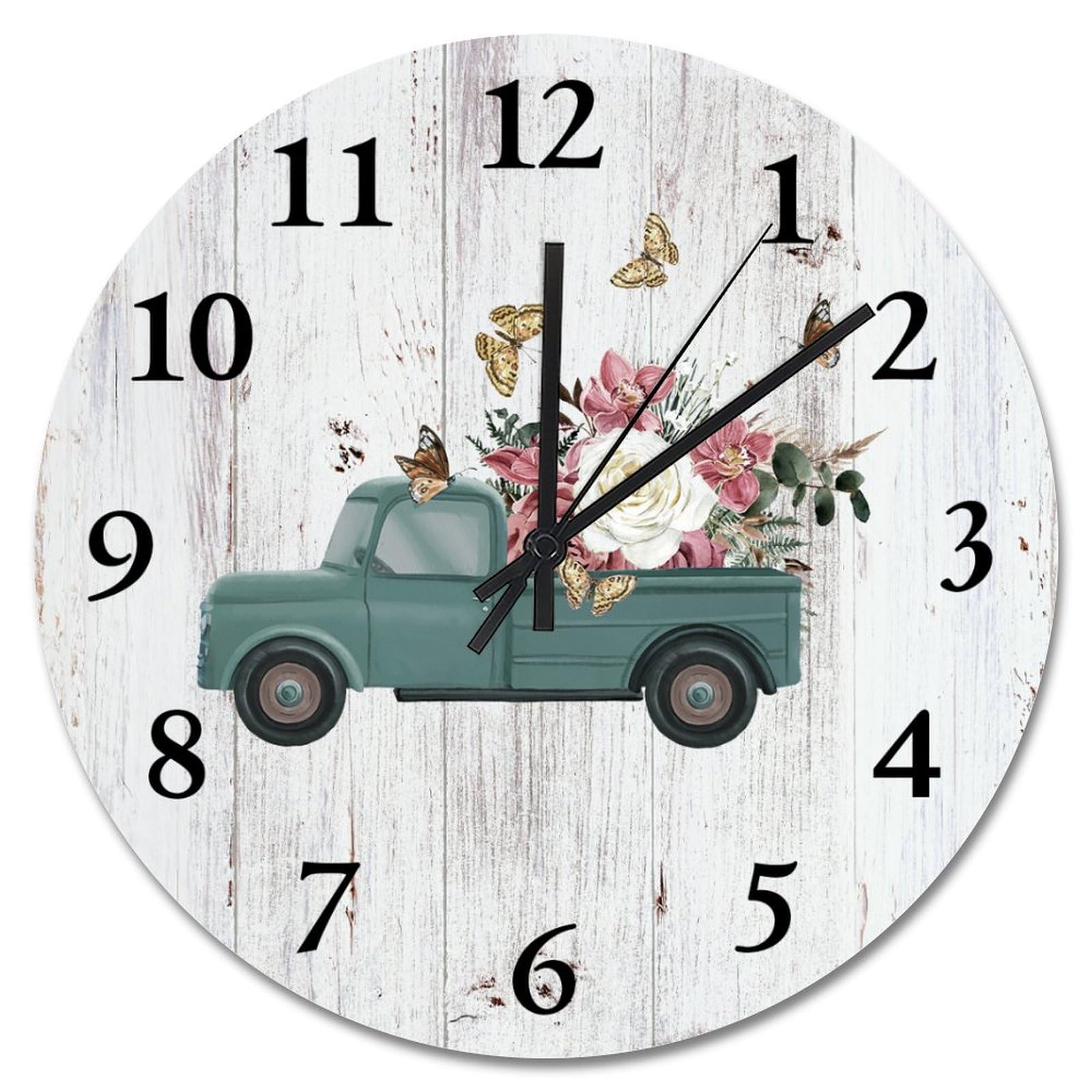 Lmmixee Style-1 Vintage Pickup Truck Wall Clock Modern Farmhouse 15 Inch Wall Clocks Battery Operated Silent Retired Wall Decor Home Decor For Bedroom Living Room Kitchen School Office