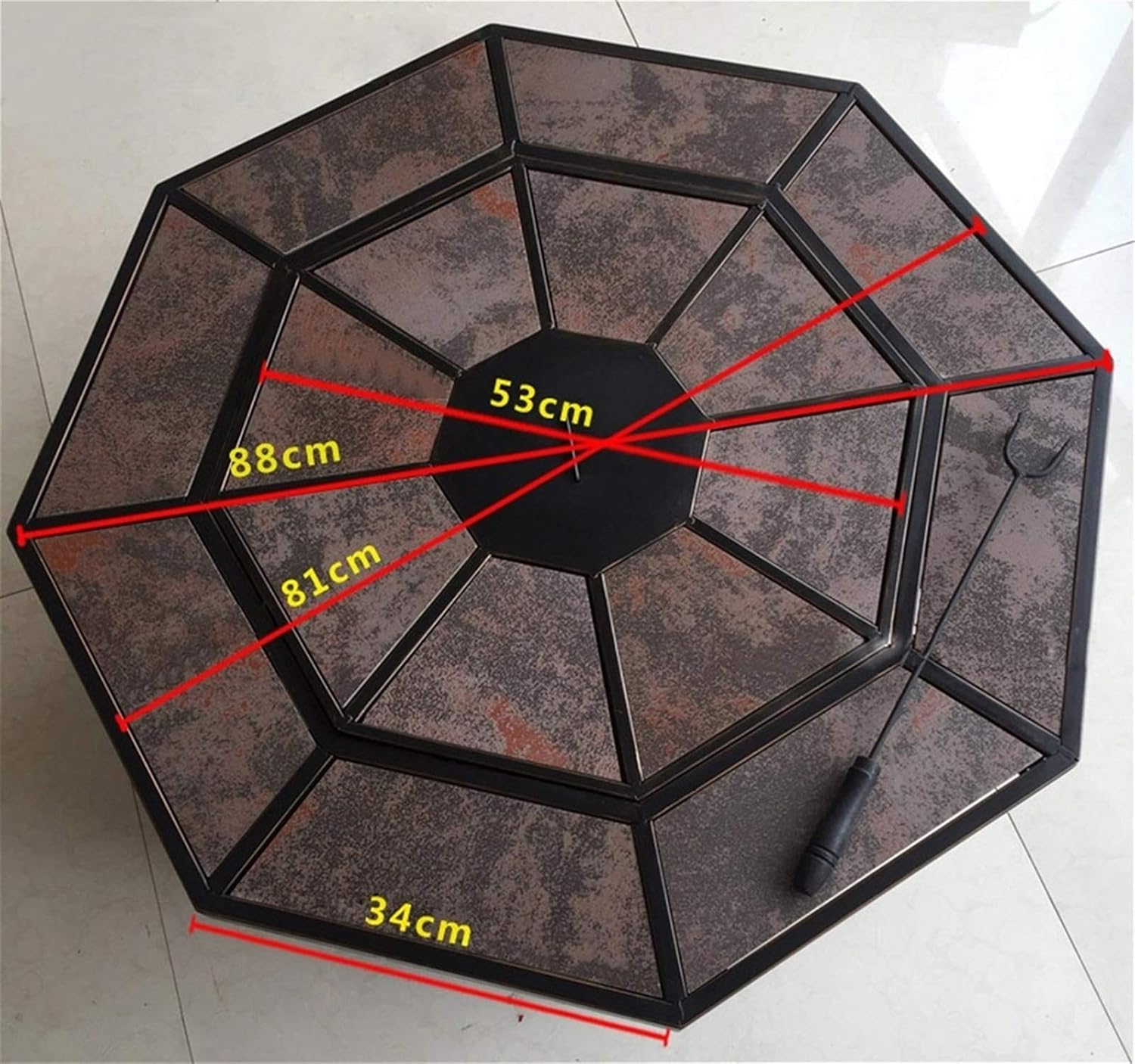 Outdoor Fire Pit Garden Terrace Wood Burning Fire Pit Bowl Barbecue Table, Outdoor Heater with Spark Screen Fireplace Poker, 88cm/34.6"