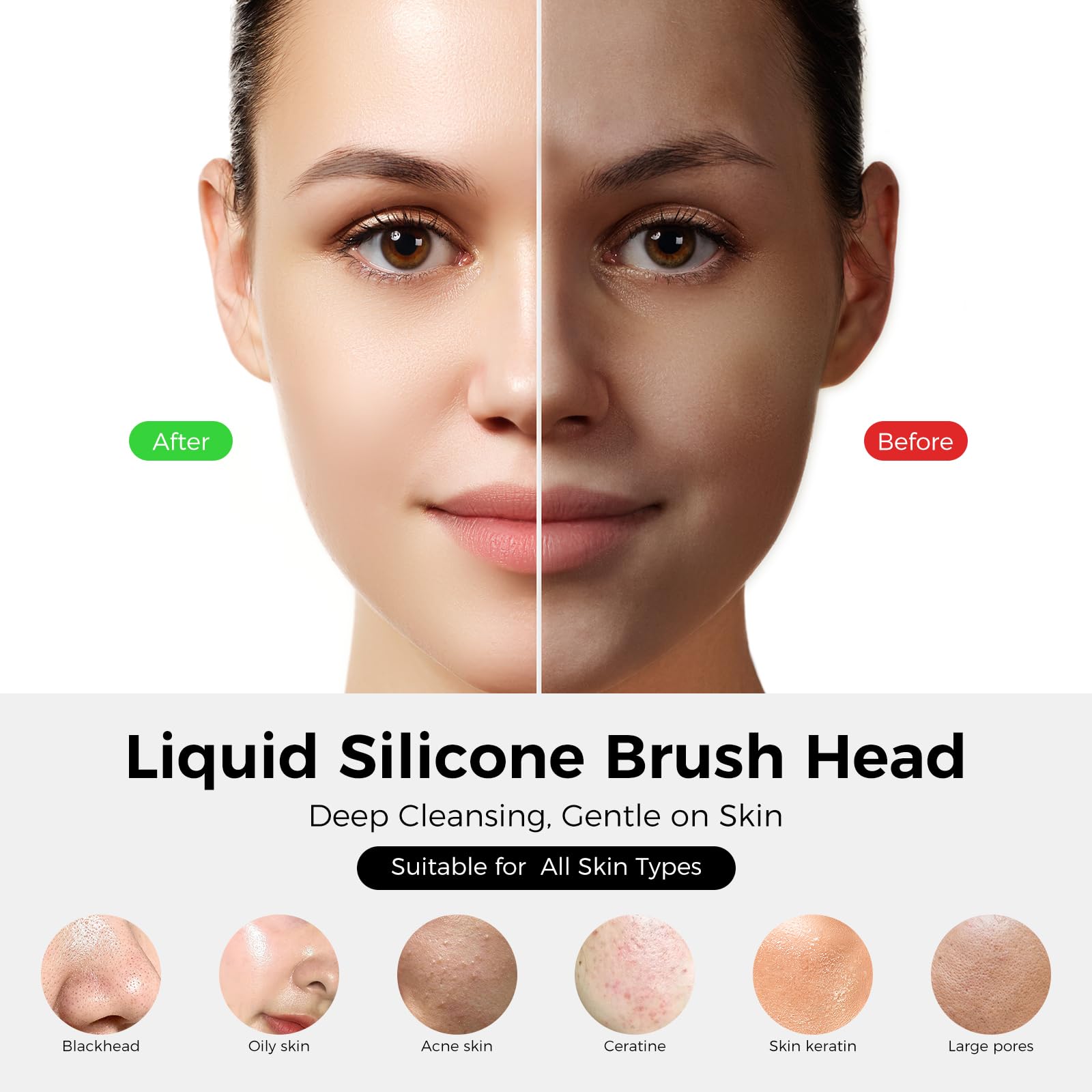 Facial Cleansing Brush Electric Face Scrubber - Rechargeable Face Cleansing Brush with 4 LED Gentle Light Silicone Heat and Vibration Exfoliator Massage Deep Cleansing,IPX7 Waterproof,Ideal Gift﻿