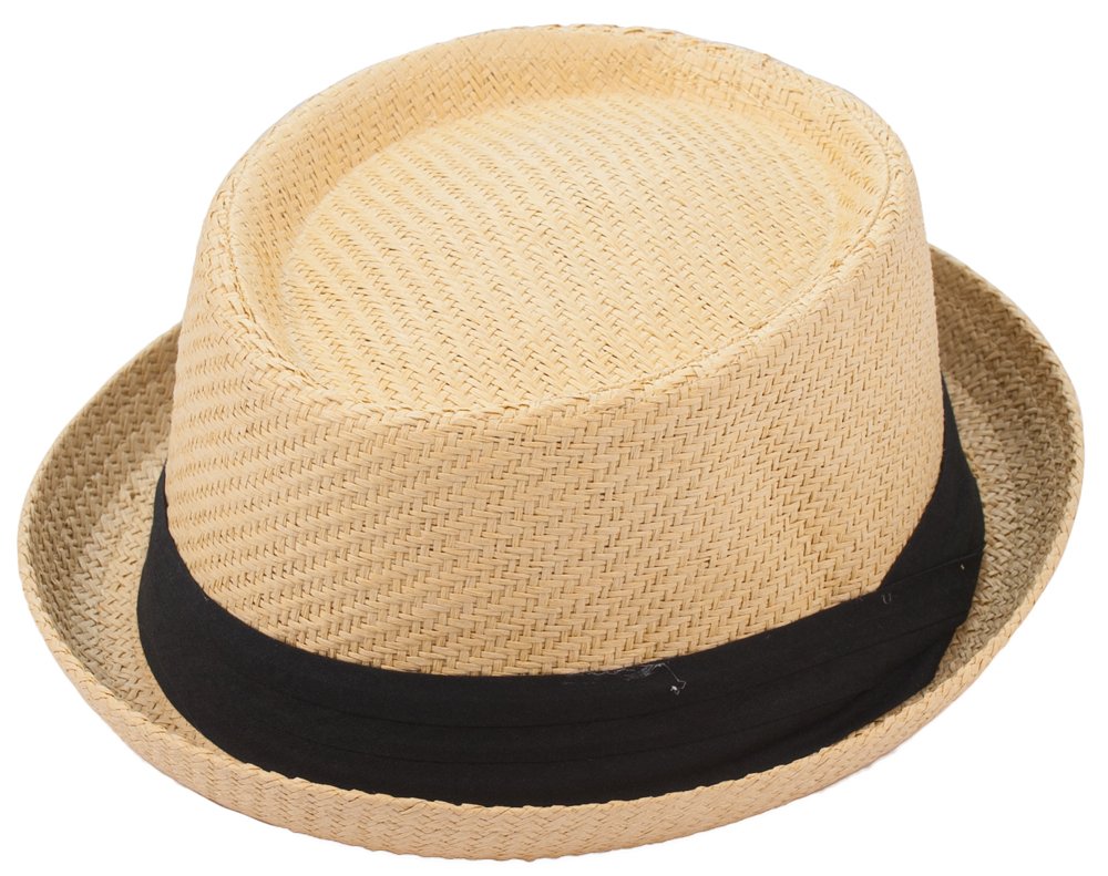Milani Fedora Roll Up Brim Hat with Grosgrain Ribbon Band Natural