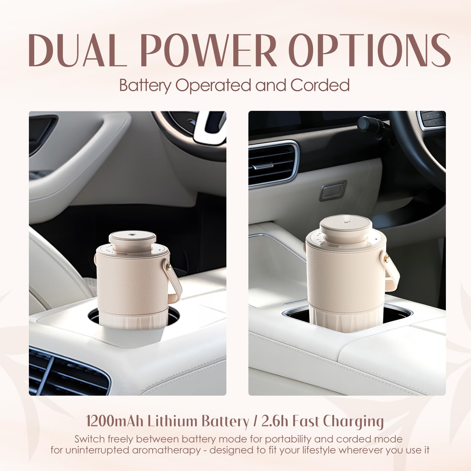 SALKING Set Difusor Aceites Esenciales sin Agua sin Cable para Coche | Difusor de Aromas Inalámbrico con Aceites Esenciales, Batería Recargable, para Coche, Hogar y Oficina, Max 20mL