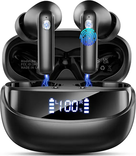 Bluetooth Kopfhörer, Kopfhörer Kabellos Bluetooth 5.4 HiFi Stereo, In Ear Kopfhörer mit ENC Noise Cancelling Mic, 50 Std Spielzeit Kabellose Kopfhörer mit 3D Bass LED-Anzeige, IP7 Wasserdicht Ohrhörer