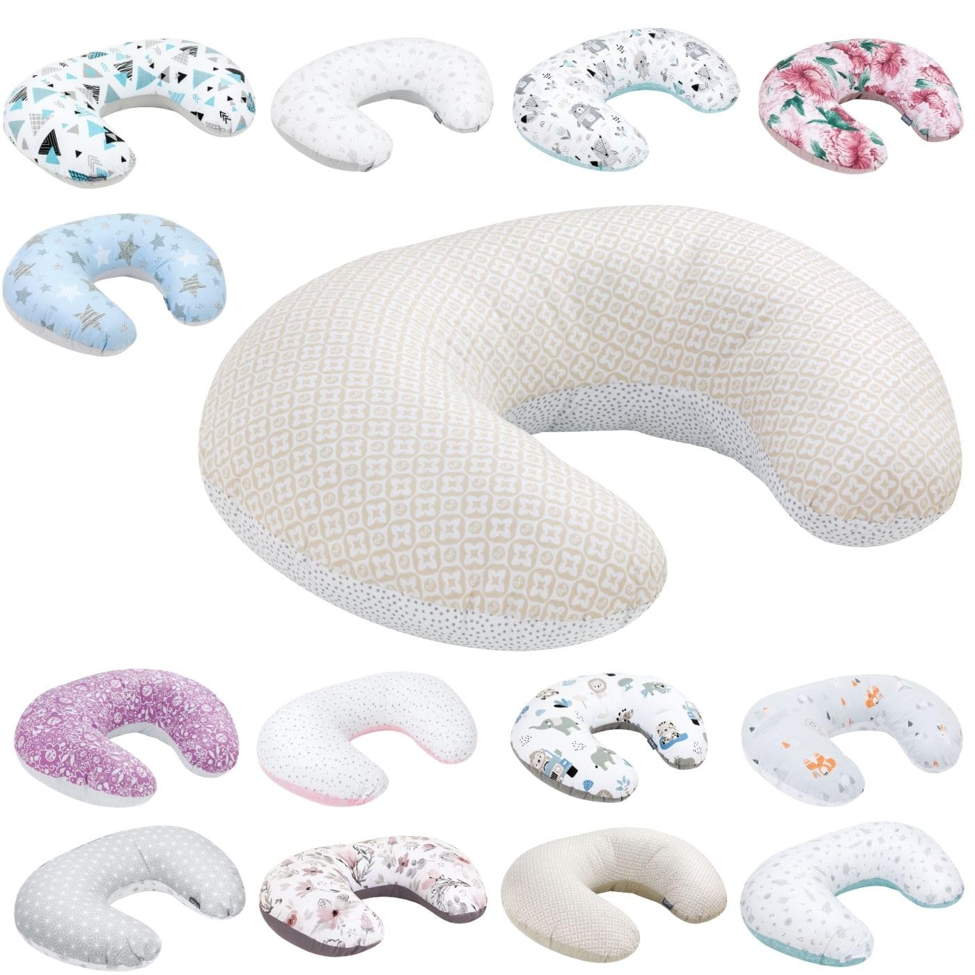 Bellochi Breastfeeding Pillows Multifunctional Baby Feeding Pillow - 100% Cotton - Oeko-Tex - 40x60 cm Nursing Pillows Breastfeeding - Beige Dots