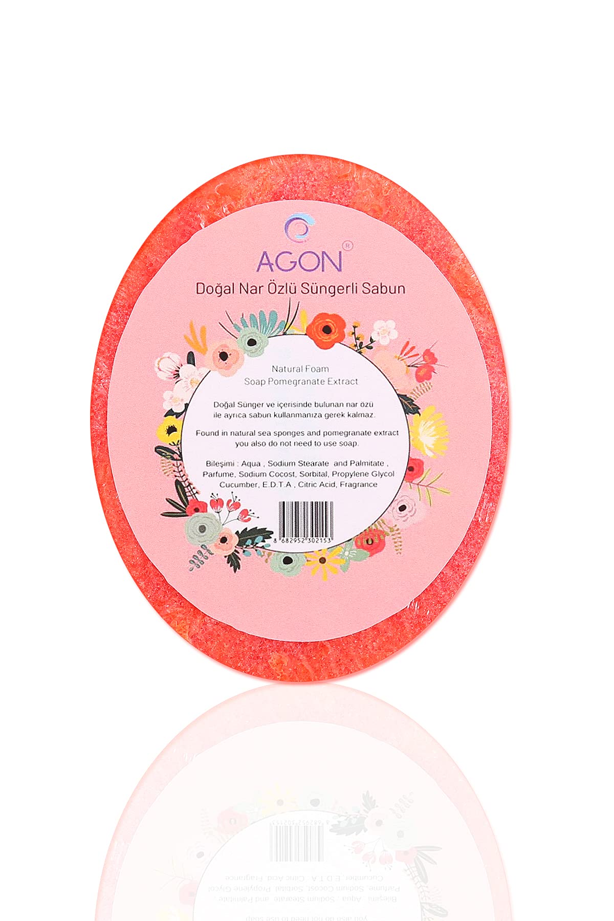 Agon Doğal El Yapımı Nar Özlü Sabunlu Vücut Duş Süngeri 125 gr