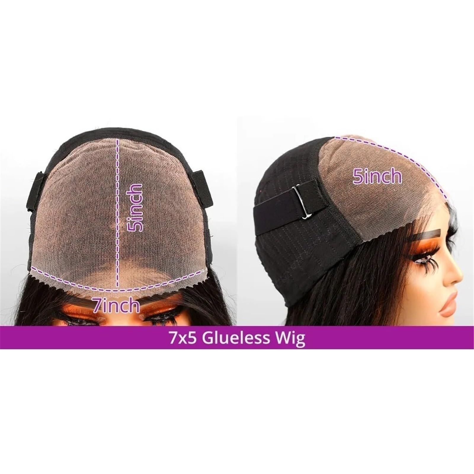 Mujer Pre corte ningún cabello humano de la peluca sin pegamento rizado las pelucas onda agua 7x5 del pre desplumado(10inches)