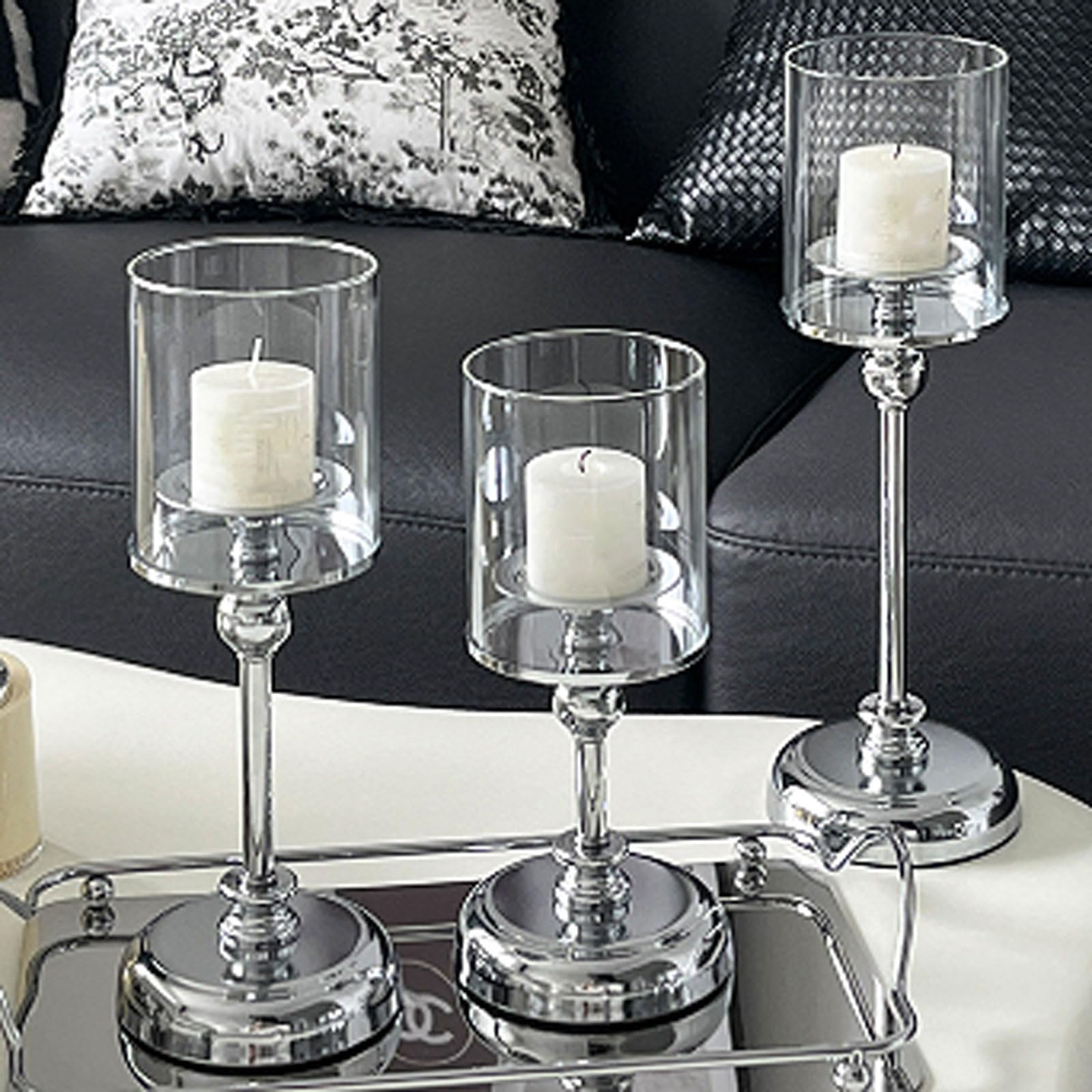 Cammeciso 3PCS Glass Candle,Decorative Candlesticks,Simple Chamberstick Candlestick,Easy To Clean,Heat Resistant,Windproof,Suitable For Creating A Romantic And Warm Atmosphere For You