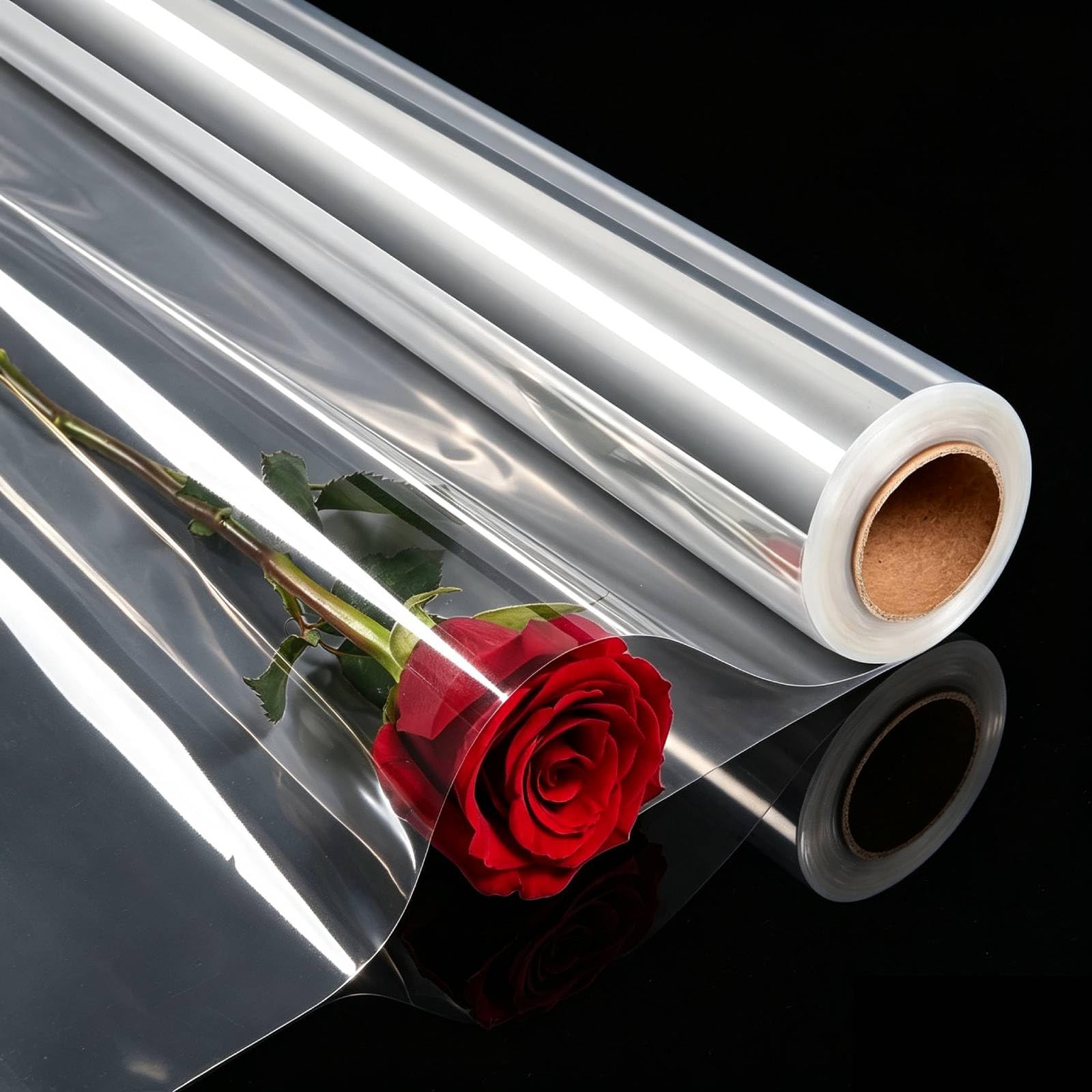 OMBRISA Cellophane Wrap Roll 88cm x 30m, Clear Cellophane Wrap for Hampers 3 Mil, Transparent Gift Wrappings, Gift Basket Wrapping Plastic, for Graduation Easter Baskets Treats Cookies Flower Bouquets