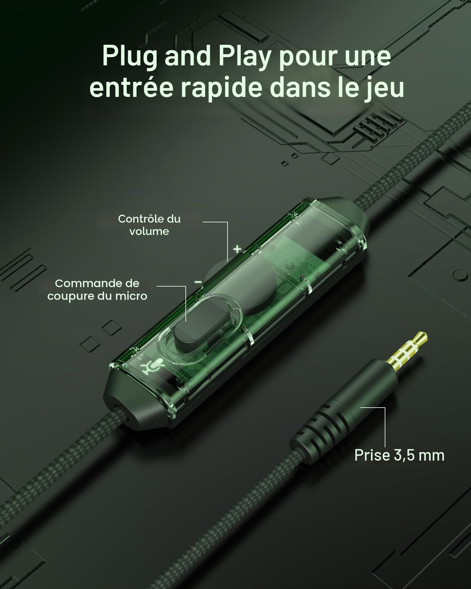 NUBWO N16 Casque Gaming - Micro Annulant Le Bruit, Son Stéréo et Conception Confortable pour PS5, PS4, Xbox One, NS, PC, Ordinateur Portable et Mac - Vert