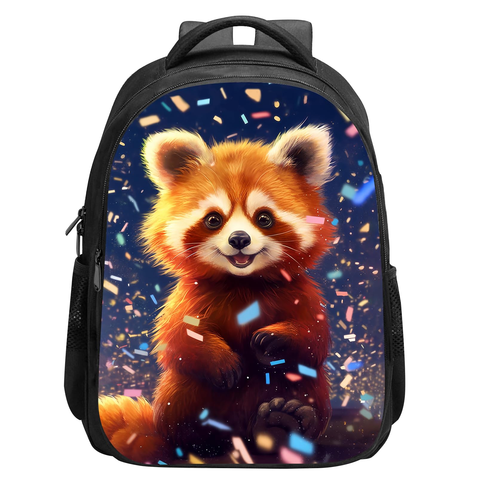 SARA NELL Red Panda Backpack Cute Happy Animal School Book Bag, Kawaii Panda Children Bookbags for Elementary Primary Boys Girls, 16 Inches Bookbag