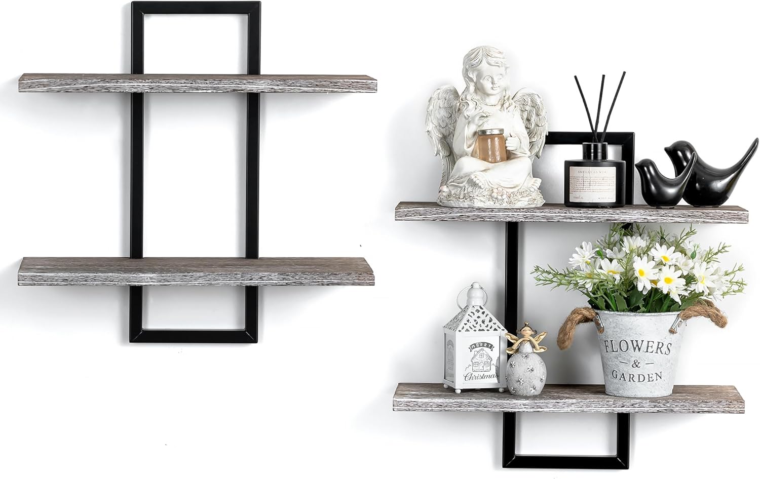 Wall Shelves for Living Room: Decorative Solid Floating Shelves Above Sofa Beside TV for Plant Vase Figurine Trinkets Collectibles