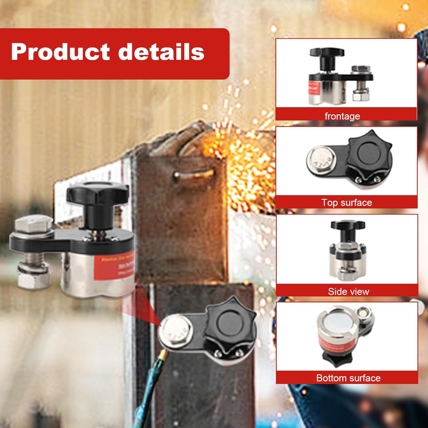300A Magnetic Welding Ground Clamp, Switchable On/Off Controlled Rare Grounding Magnet Connector Magnet Welding Holder, Grounding Magnetic Connector Earth Switch for Industrial Welding Machine