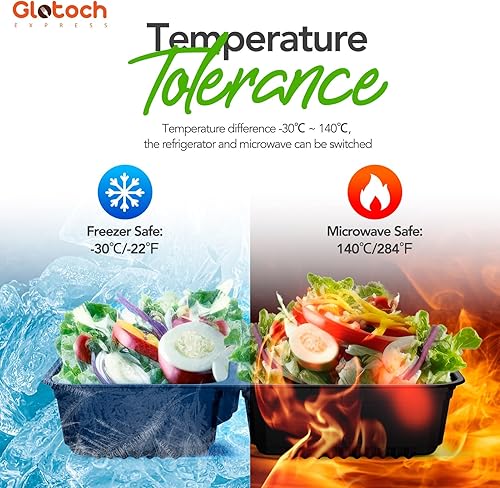 Vista 38 de Glotoch Contenedores reutilizables para preparación de comidas, paquete de 50 recipientes de plástico de 32 onzas con tapas, sin BPA, aptos