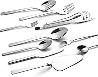 Vista 8 de KINGSTONE Juego de cubiertos con utensilios para servir, cubiertos de 65 piezas para 12, 18/10 cubiertos con juego de utensilios de servicio de 5