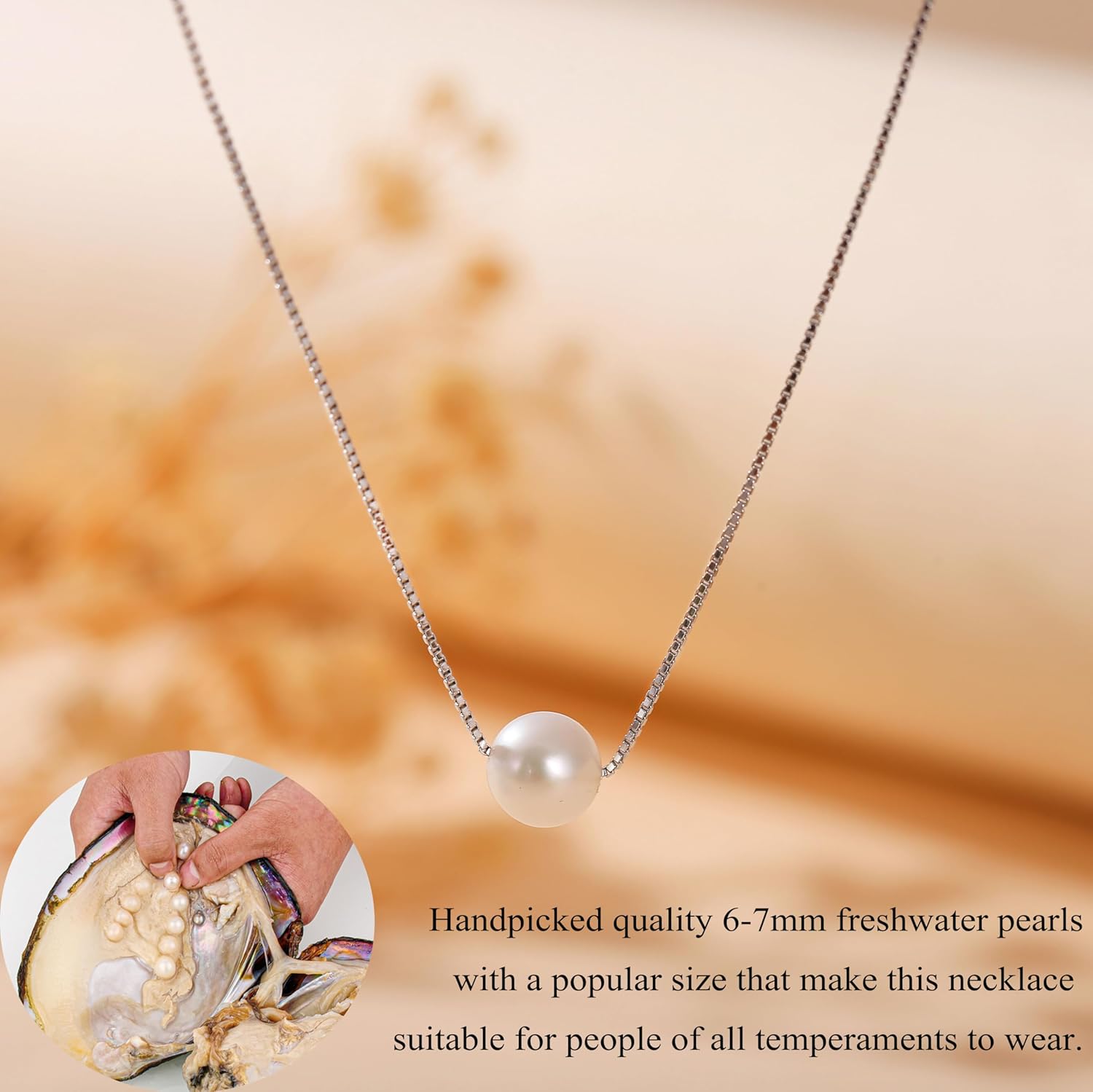 Retirement Gift for Woman S925 Sterling Silver Freshwater Pearl Necklace Happy Retirement Gifts with Card
