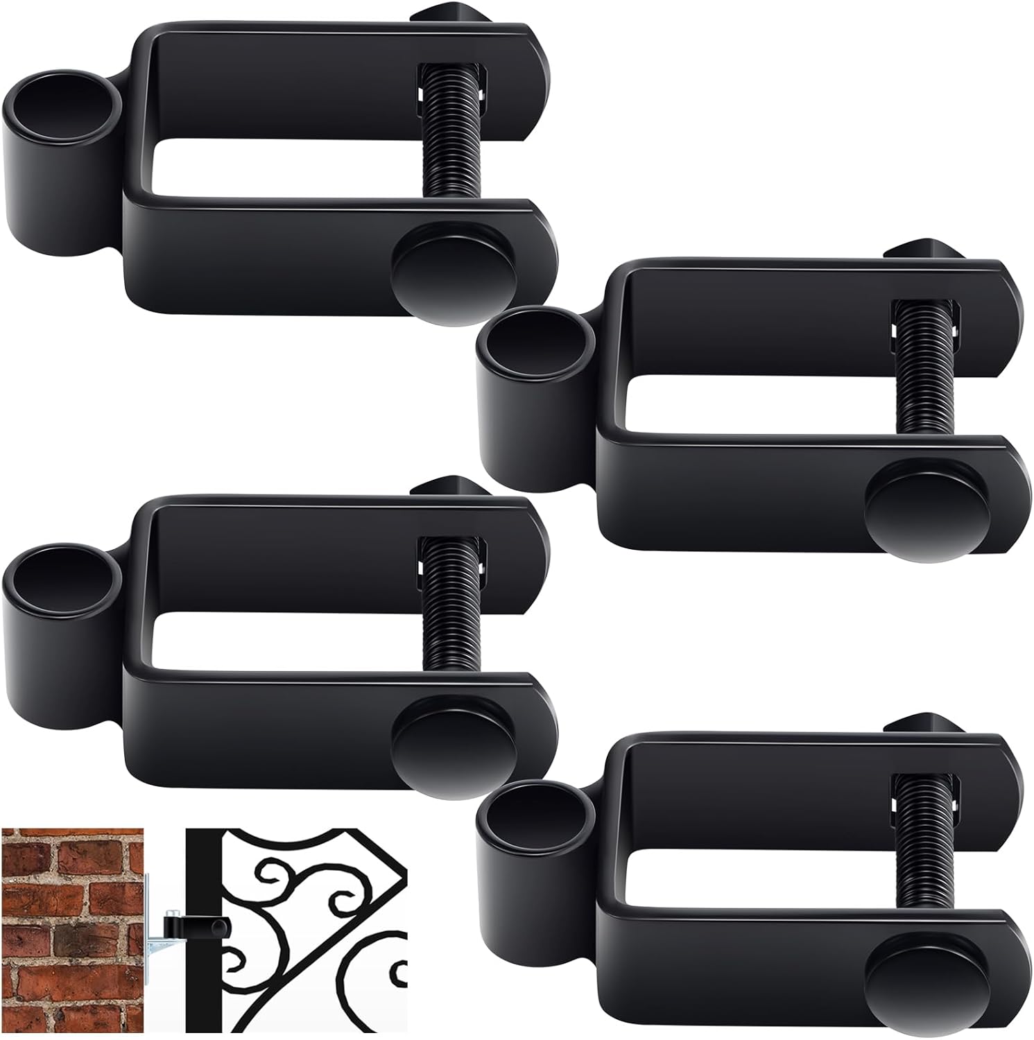 Hicarer 4 Pcs 1 1/2" x 1 1/2" x 5/8" Square Post Female Hinge with Nut and Bolt, Black Galvanized Steel Hinge for Fence Gate