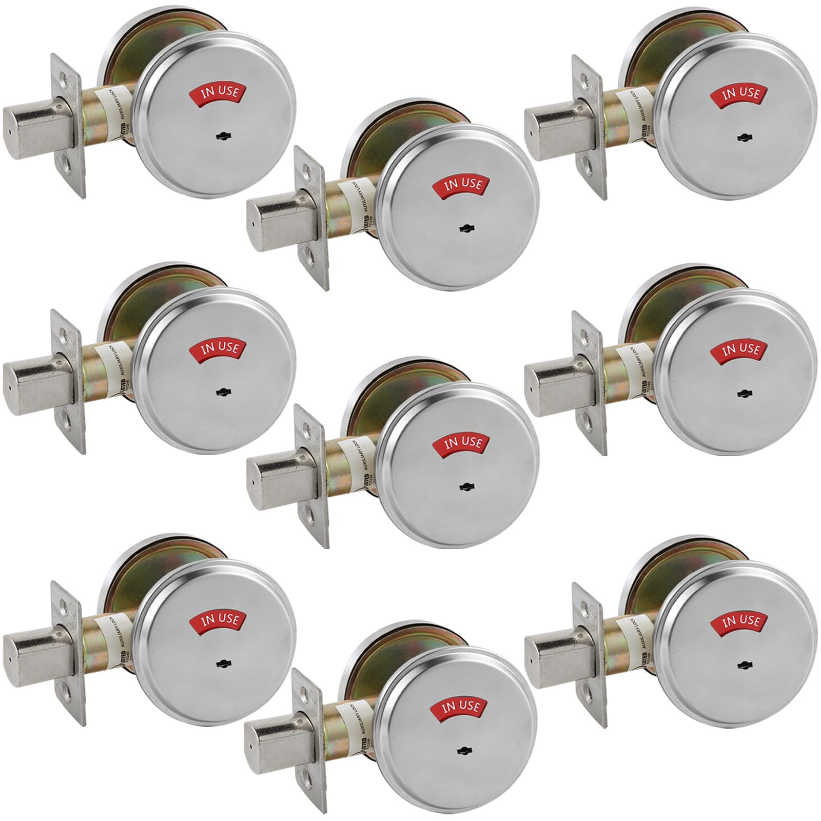 HISAFE in-Use/Vacant Commercial Deadbolt, Heavy Duty Satin Chrome Grade 2 Privacy Indicator Deadbolt for Bathroom/Office, UL3 Hour Fire Rated, Left&Right Handed, 2 3/4" Backset, 9 Packs