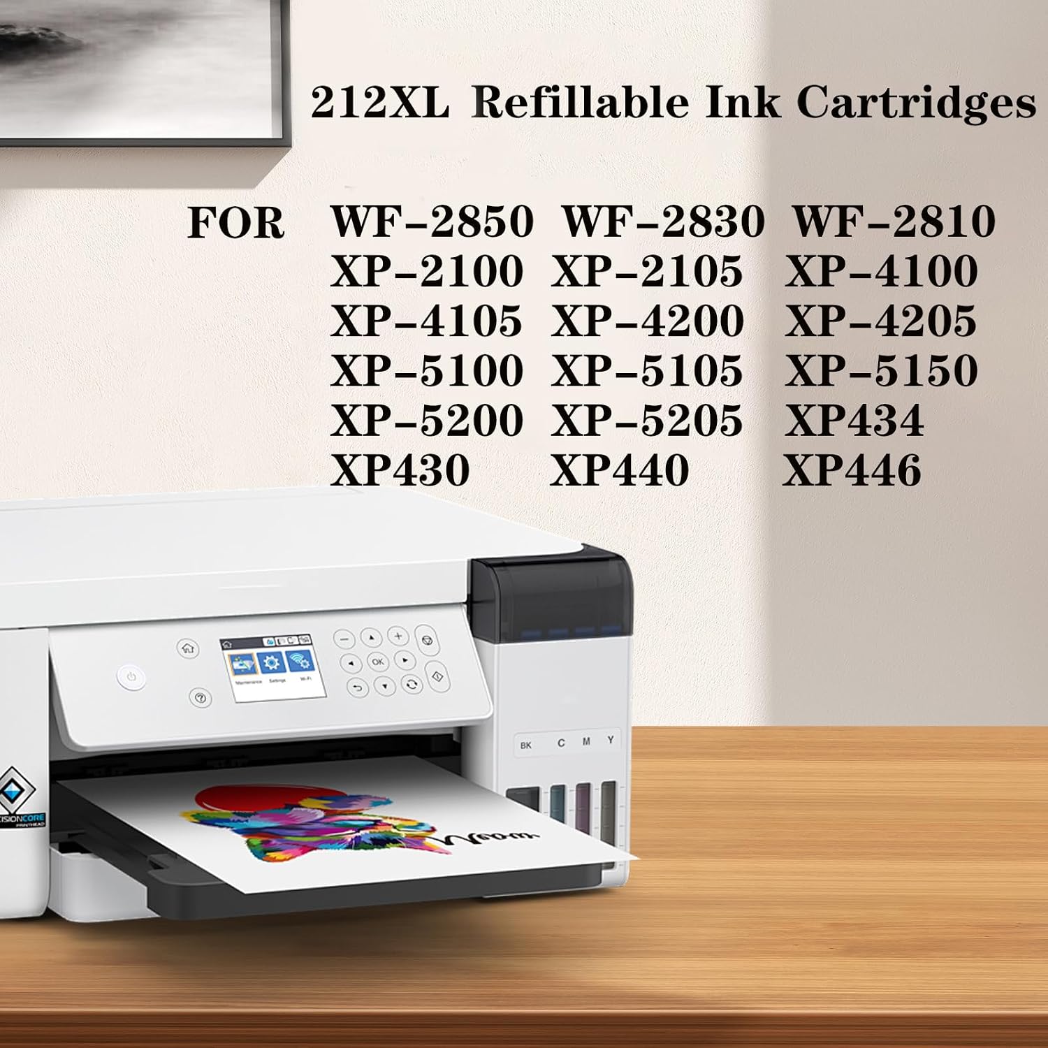 Empty Sublimation Refillable Ink Cartridges - Compatible with Epson XP-5100 XP-4100 XP-4105 XP-4200 XP-4205 XP-5200 XP-430 XP-440 XP-446 XP-3100 XP-2100 - No Chip - 4 Pack image 2