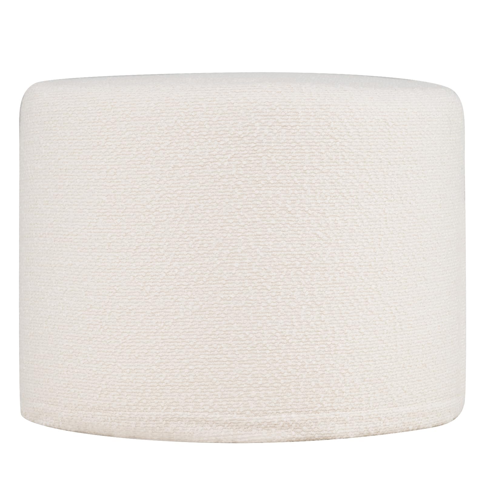 COSTWAY runde Ottomane 45 x 35 cm, Fußhocker mit Schaumstofffüllung & Loop-Garn-Stoff, Sitzhocker mit abnehmbarem Bezug, Flauschige Sitzpouf beige für Wohnzimmer, Schlafzimmer