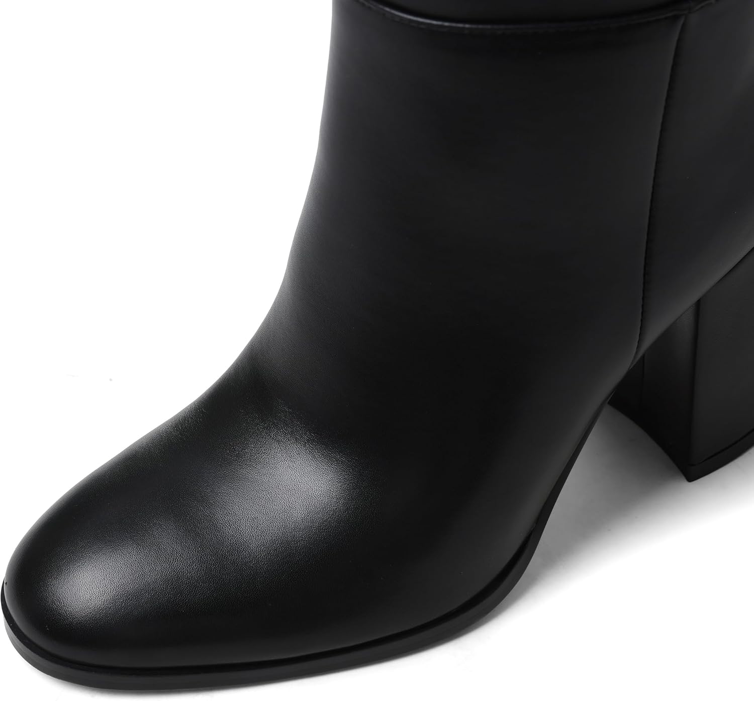 Oiamenne Womens Knee High Boots Round Toe Chunky Heeled Tall Boots with Side Zipper Fashion Boots for Women