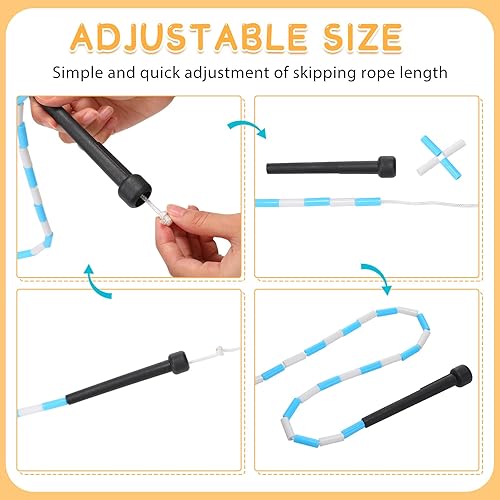 Miniatura 6 de Cuerda de saltar para niños, cuerda de saltar ajustable con cuentas dobles, segmentada holandesa, sin enredos, cuerda de saltar ligera, ejercicio