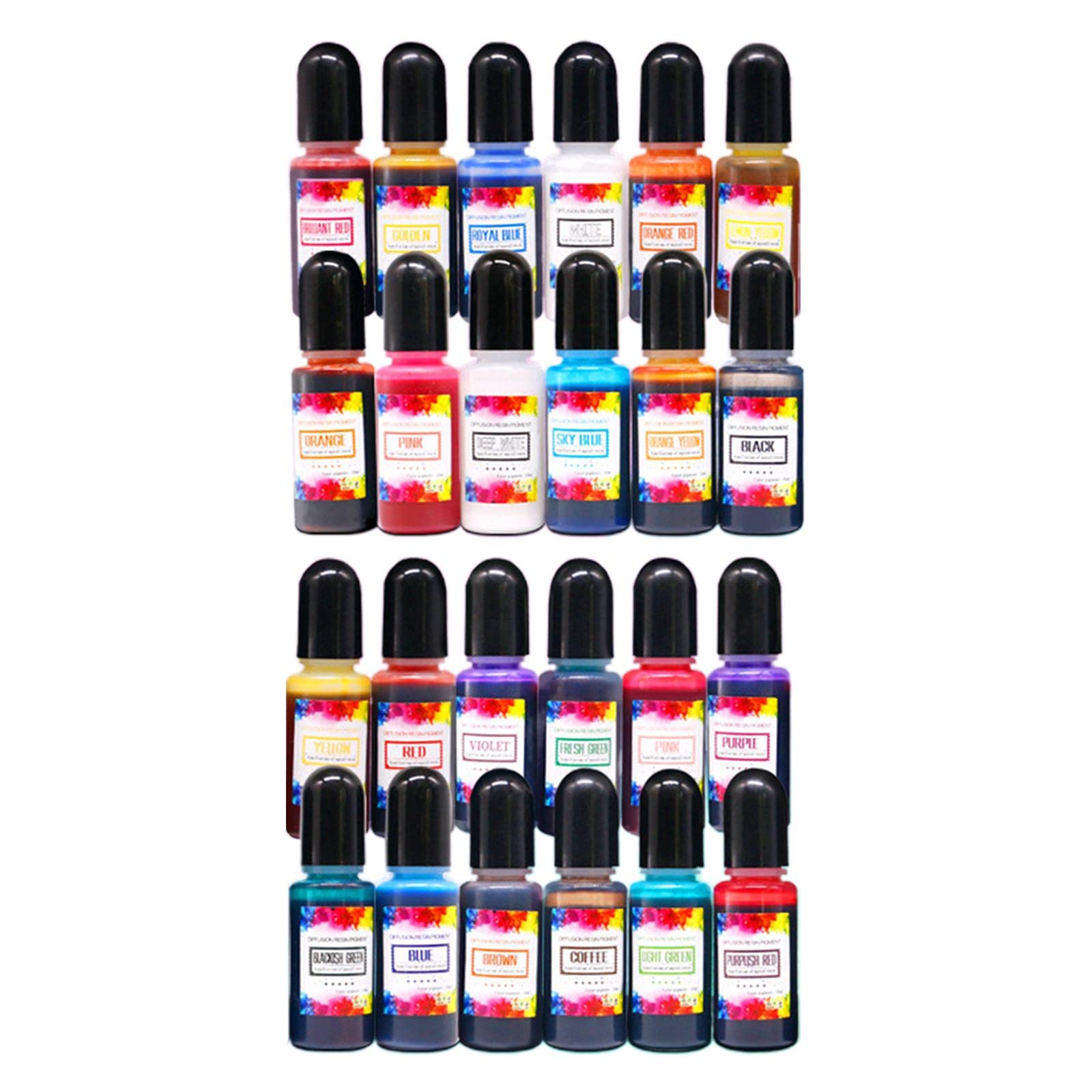Juego de 3 24 tintas vibrantes de resina epoxi, pigmento de 10 ml, para hacer vasos y álbumes de recortes