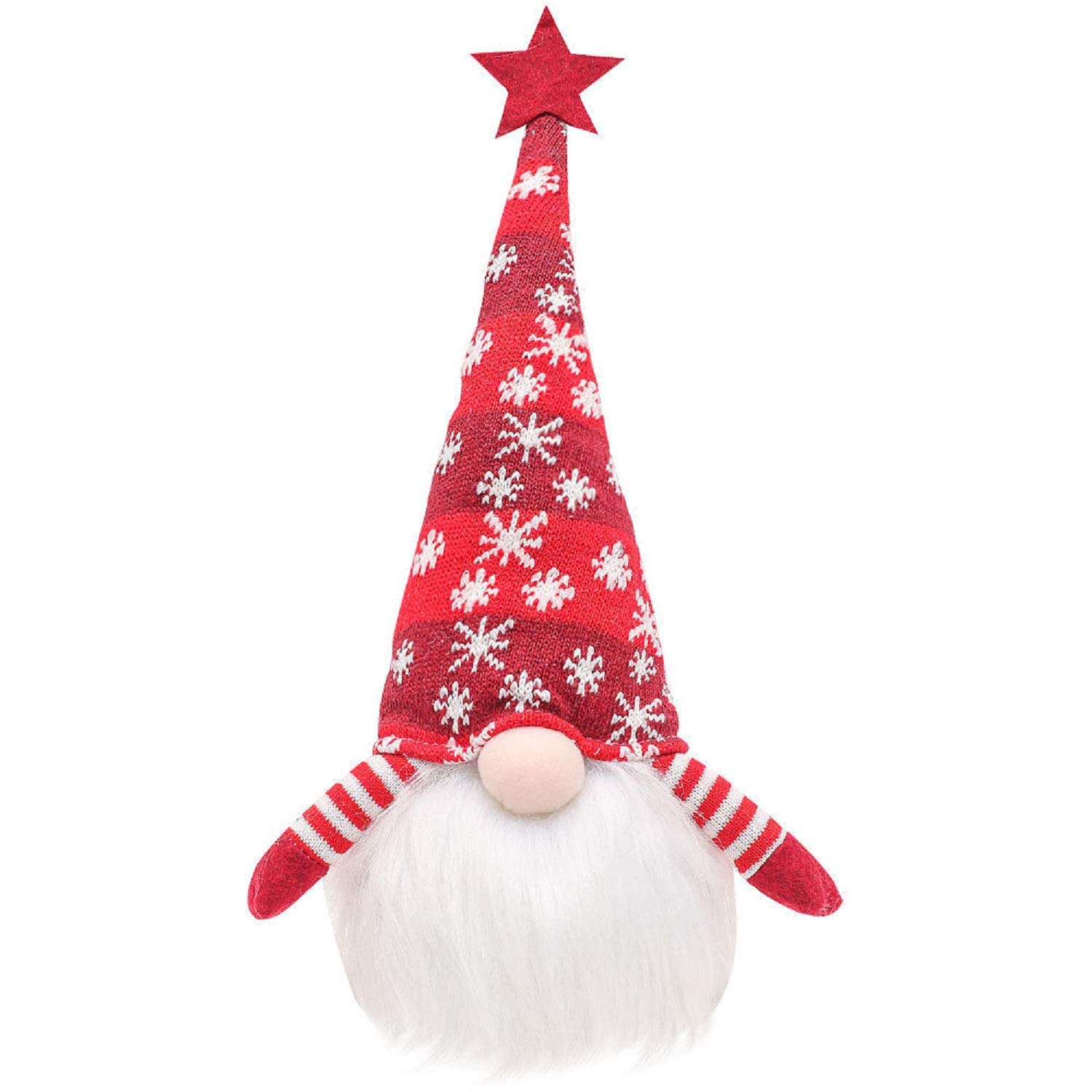 16.5'' Lighted Christmas Gnome Handmade Plush Figurine, Nisse Scandinavian Nordic Tomte Tabletop Plush Elf Toy Home Decor Ornaments RED