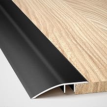 Aluminum Floor Transition Strip, 35.4inch Door/Tile/Carpet To Tile Transition Strip, Doorway Edge Trim For Wood Vinyl Laminate Floors, Fit Height 0.2 To 0.6 Inch  Color Black , Size 90*4.3cm