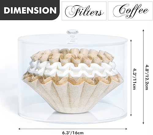 Miniatura 2 de Soporte de filtro de café acrílico, contenedor de almacenamiento de filtro de café transparente con tapa, dispensador de filtro de café de cesta